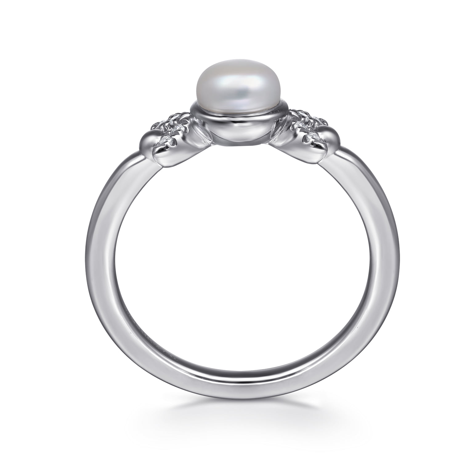 Diamond Bujukan Pearl Ladies Ring in Sterling Silver, photograph 2