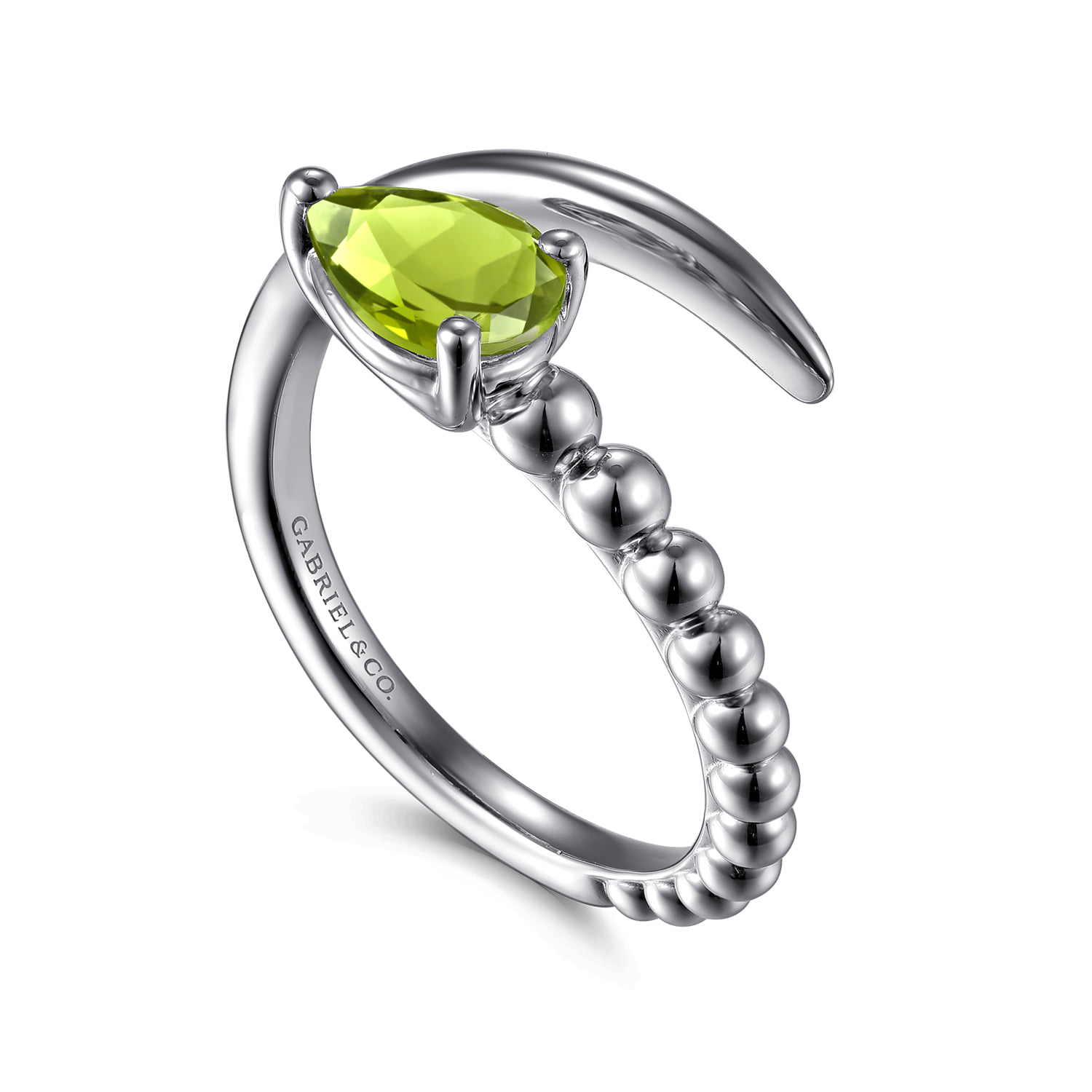Bujukan and Peridot Bypass Ring in Sterling Silver, photograph 3
