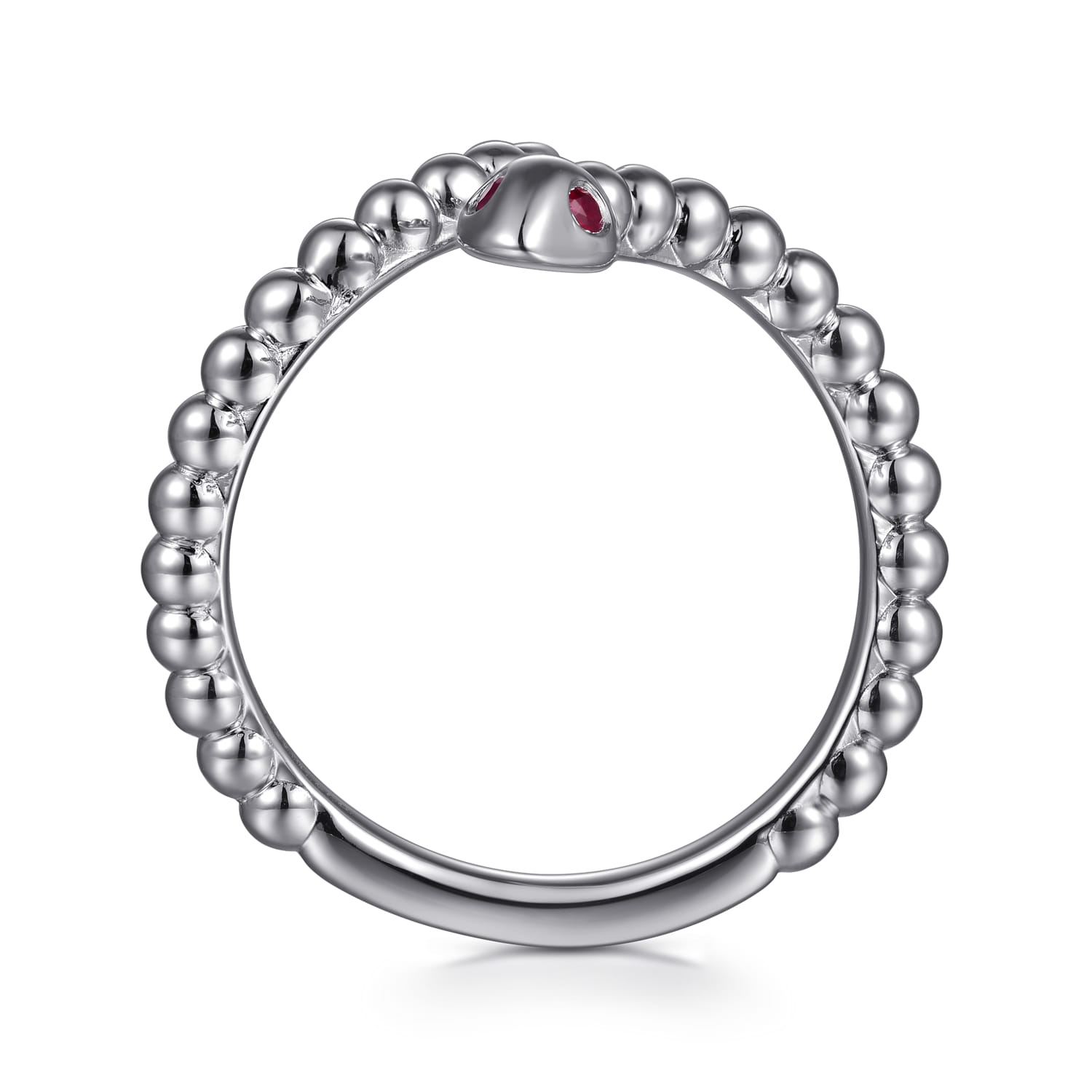 Snake Bujukan Ruby Bypass Ring in Sterling Silver, photograph 2