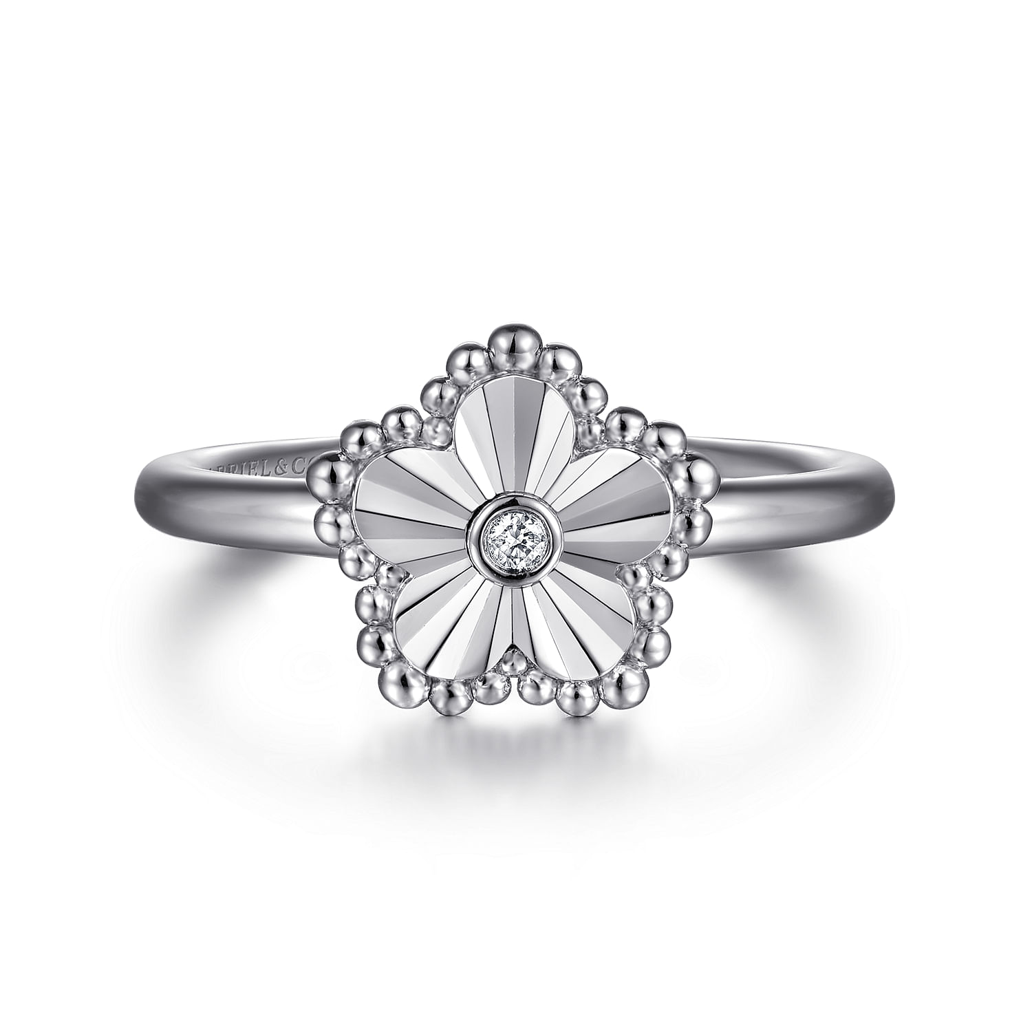 925 Serling Silver Diamond Bujukan Frame Flower Diamond Cut