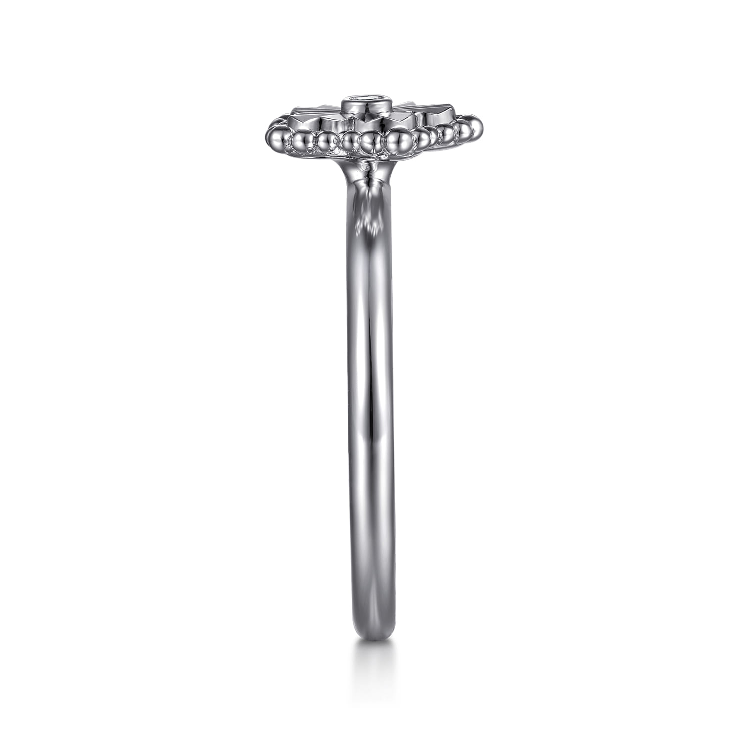 925 Serling Silver Diamond Bujukan Frame Flower Diamond Cut Ladies Ring in Sterling Silver, photograph 4