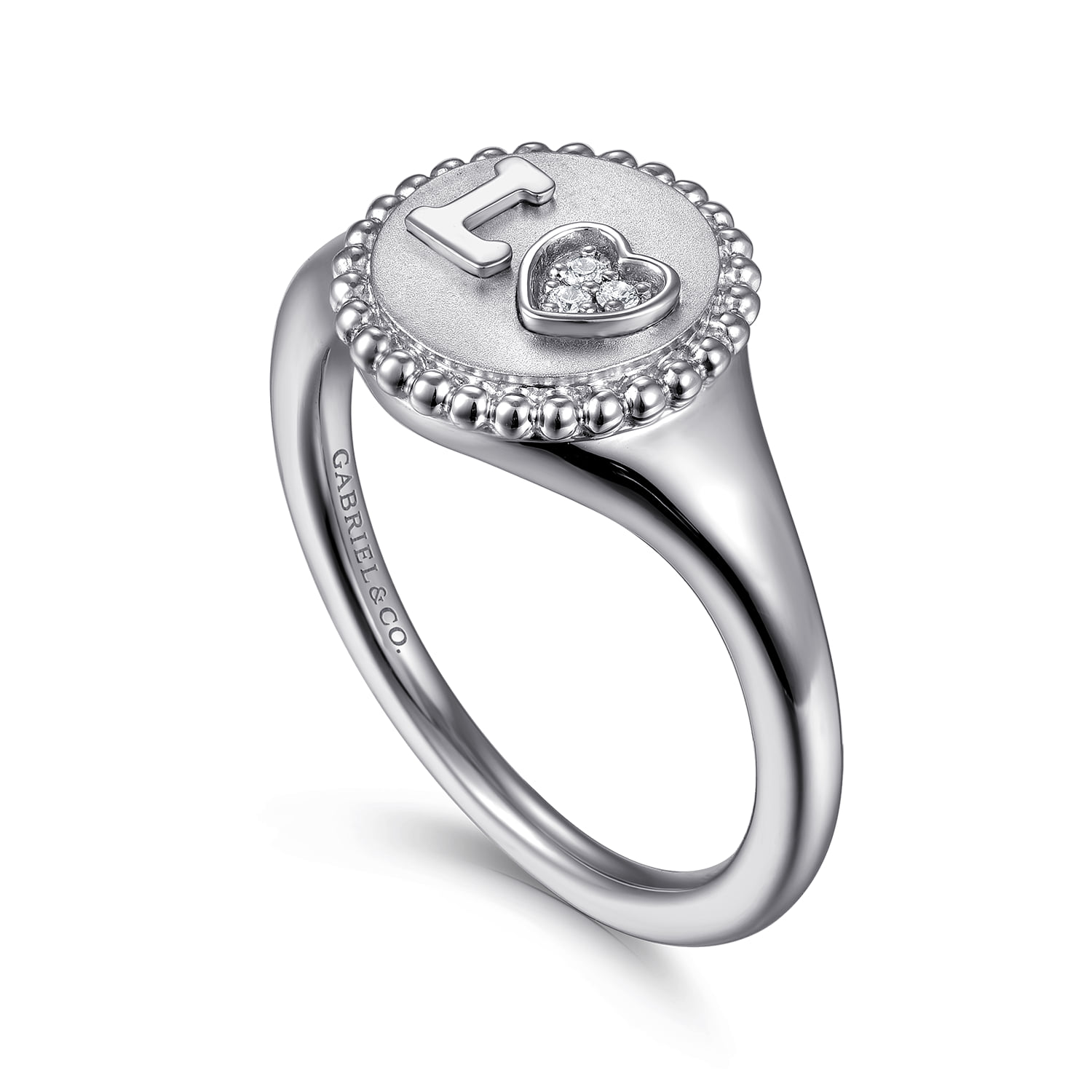 Diamond Bujukan LOVE Medallion Ladies Ring in Sterling Silver, photograph 3