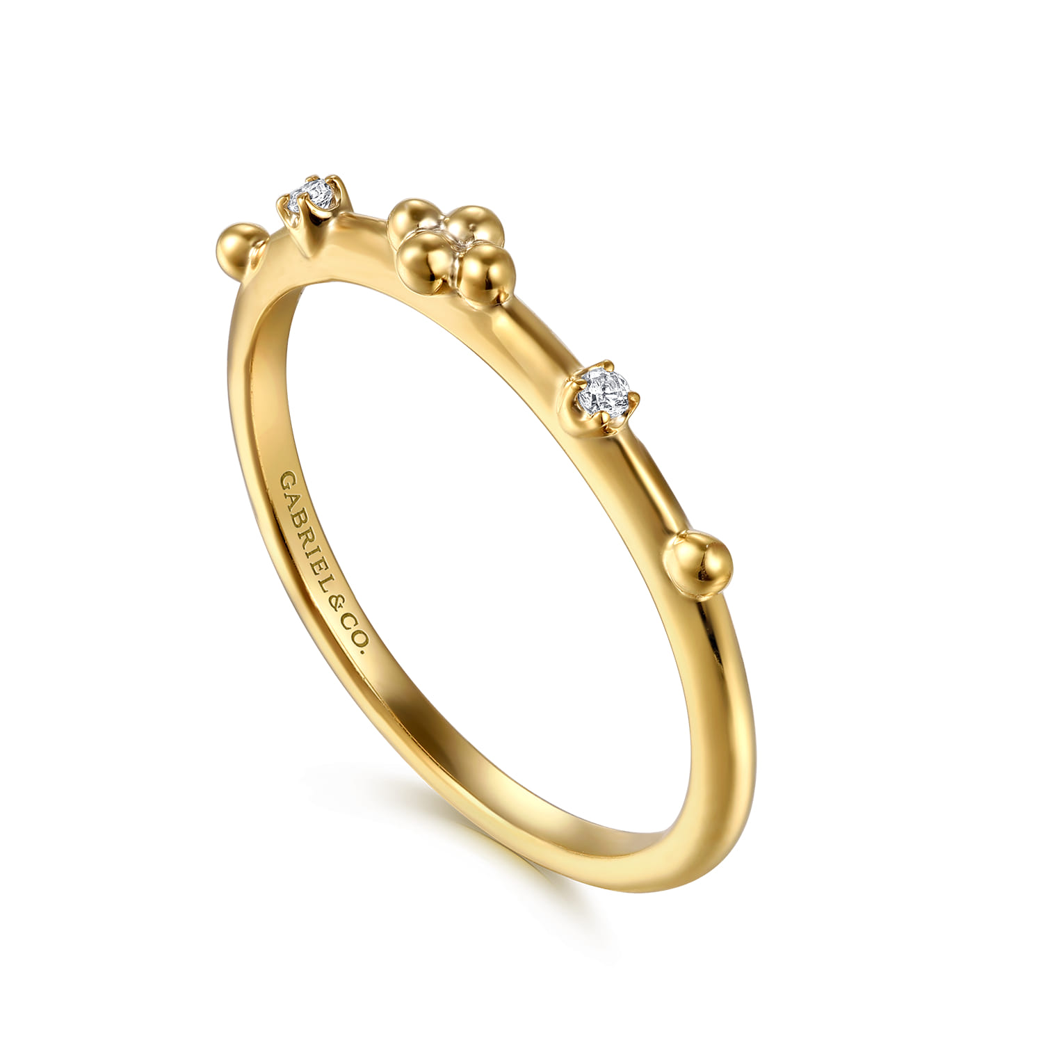 Stackable Ring Diamond 0.02ct Bujukan in 14K Yellow Gold, photograph 3