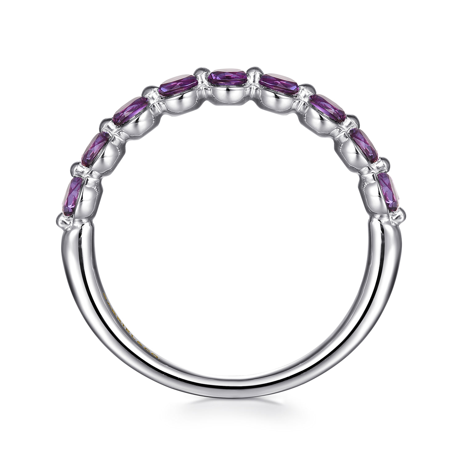Amethyst Stackable Ring in 14K White Gold, photograph 2