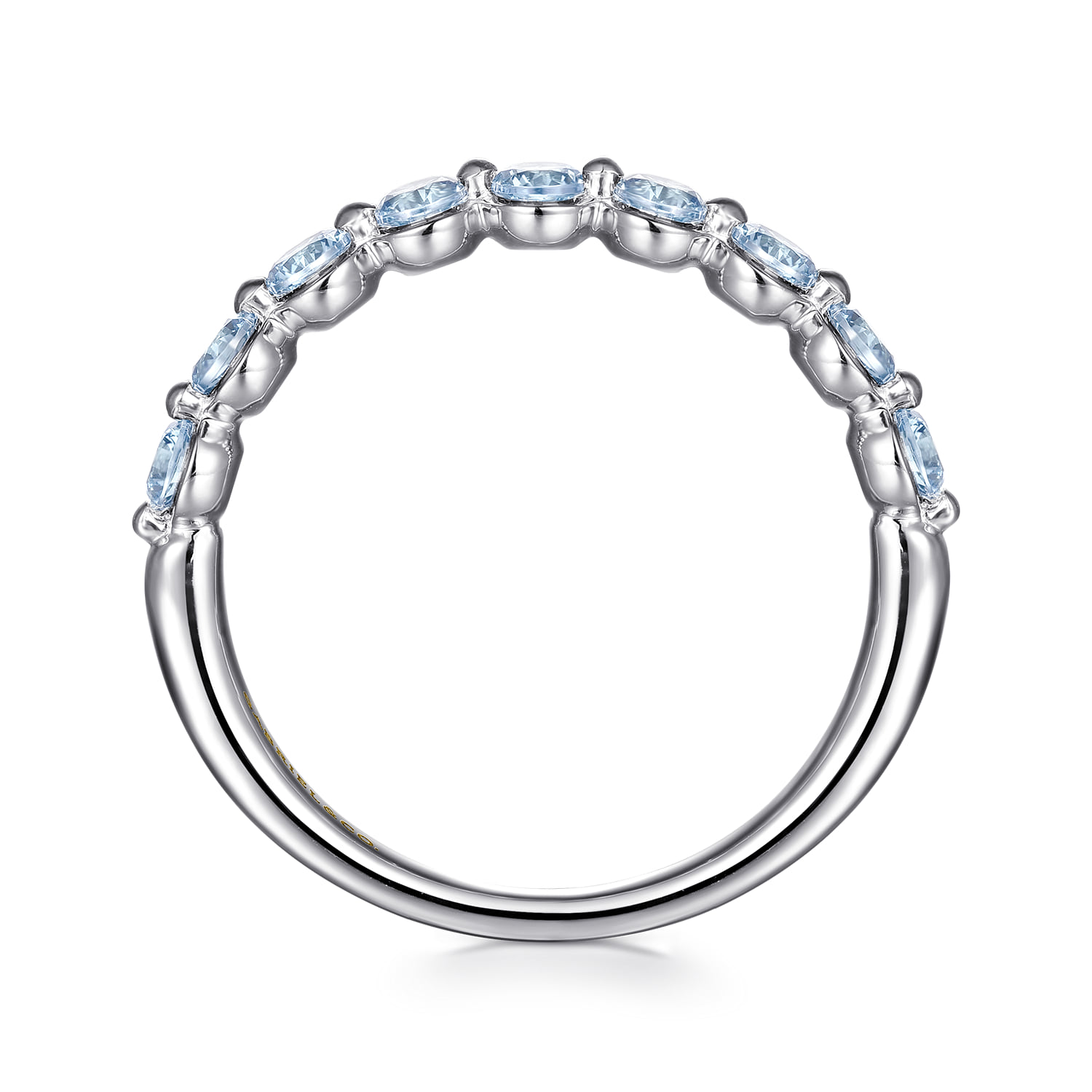 Aquamarine Stackable Ring in 14K White Gold, photograph 2