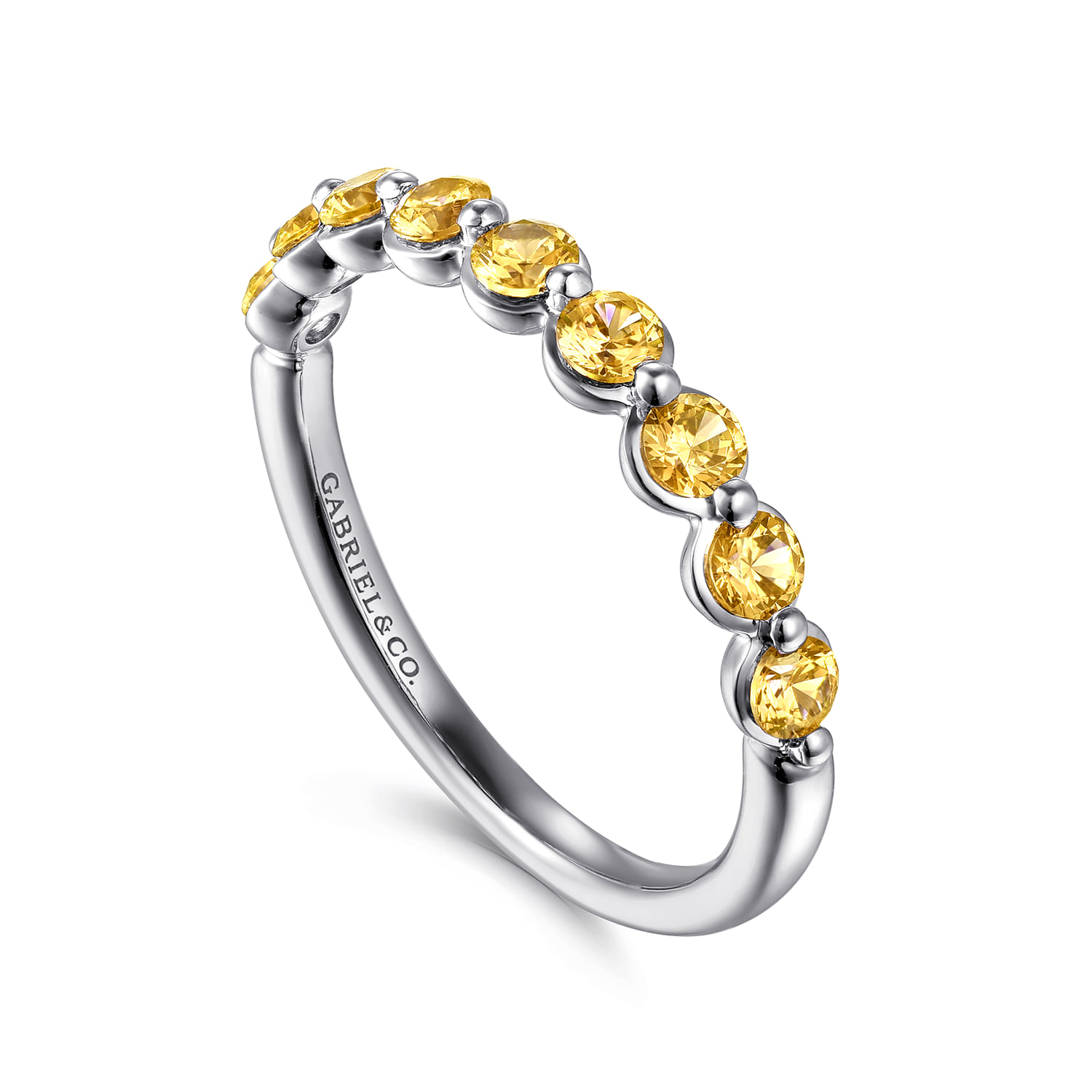Citrine Stackable Ring in 14K White Gold, photograph 3