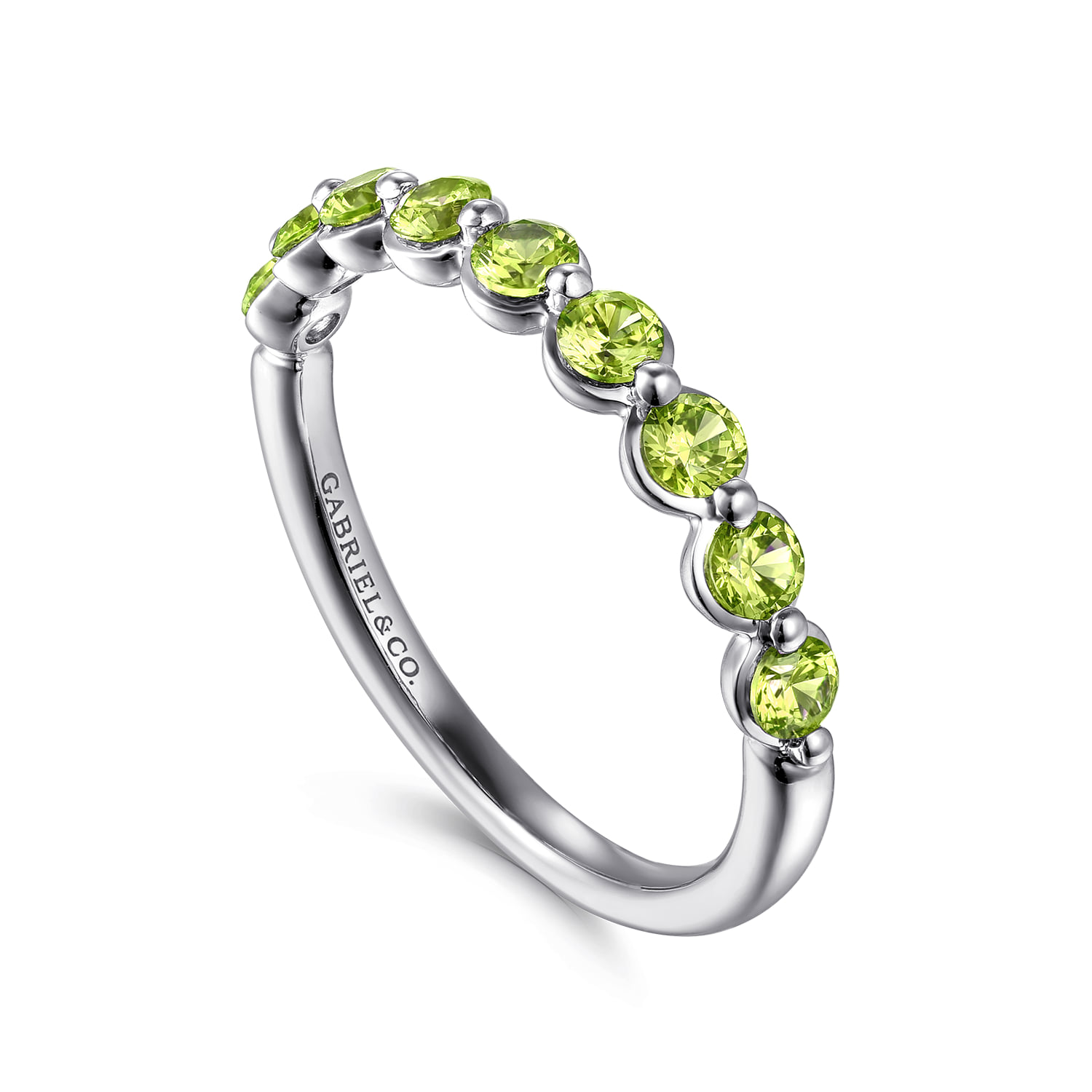 Peridot Stackable Ring in 14K White Gold, photograph 3