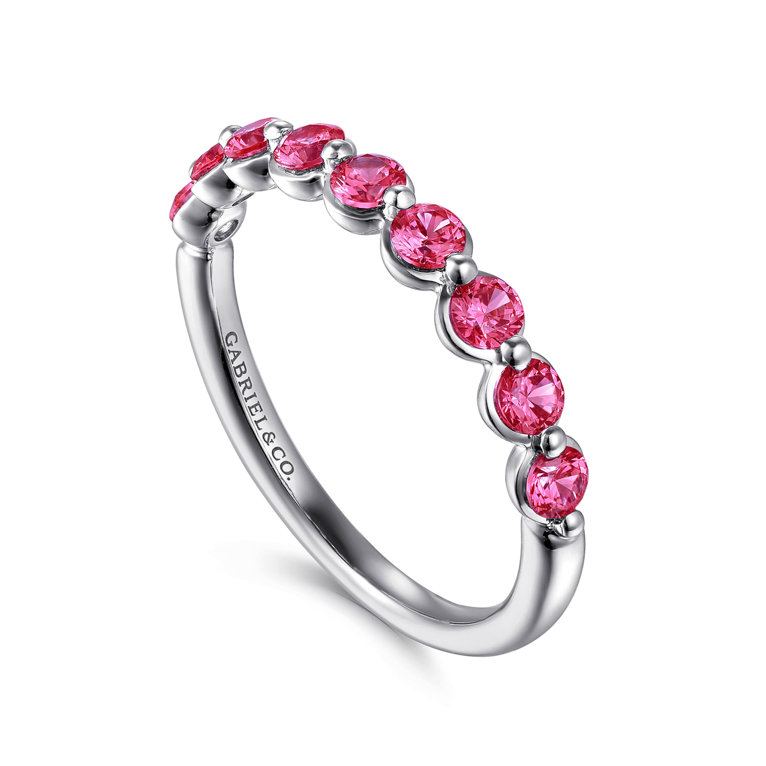 Ruby Stackable Ring in 14K White Gold, photograph 3