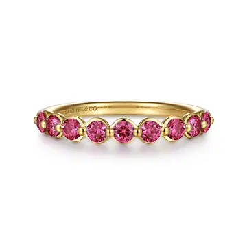 14K Yellow Gold Pink Tourmaline Stackable Ring