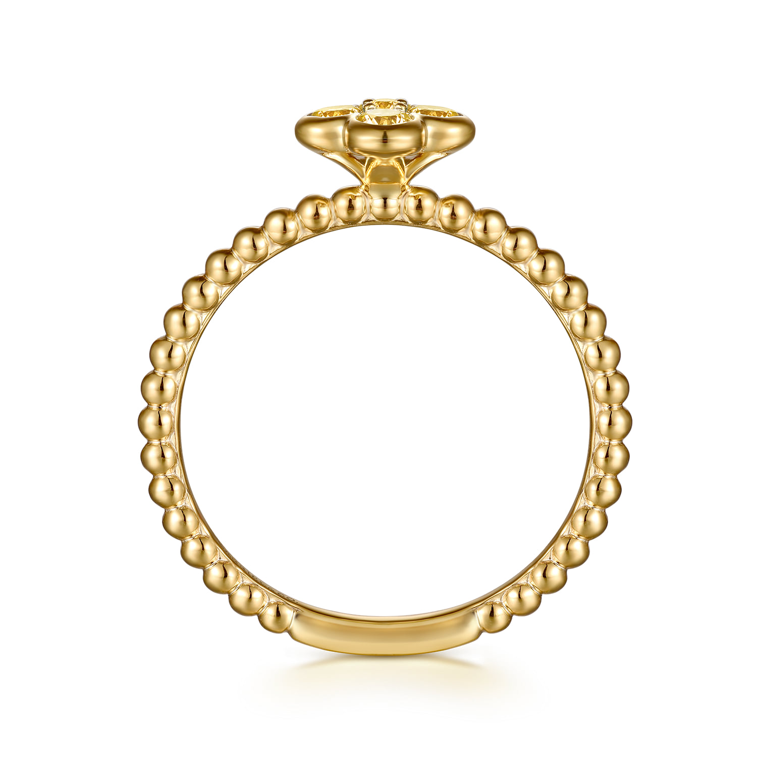 Citrine Cluster Clover and Bujukan Bead Stackable Ring in 14K Yellow Gold, photograph 2