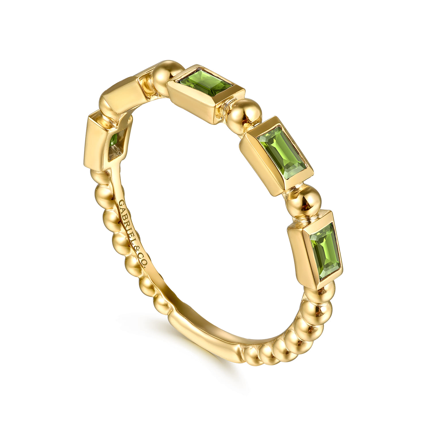 Peridot Geometric Stackable Ring in 14K Yellow Gold, photograph 3