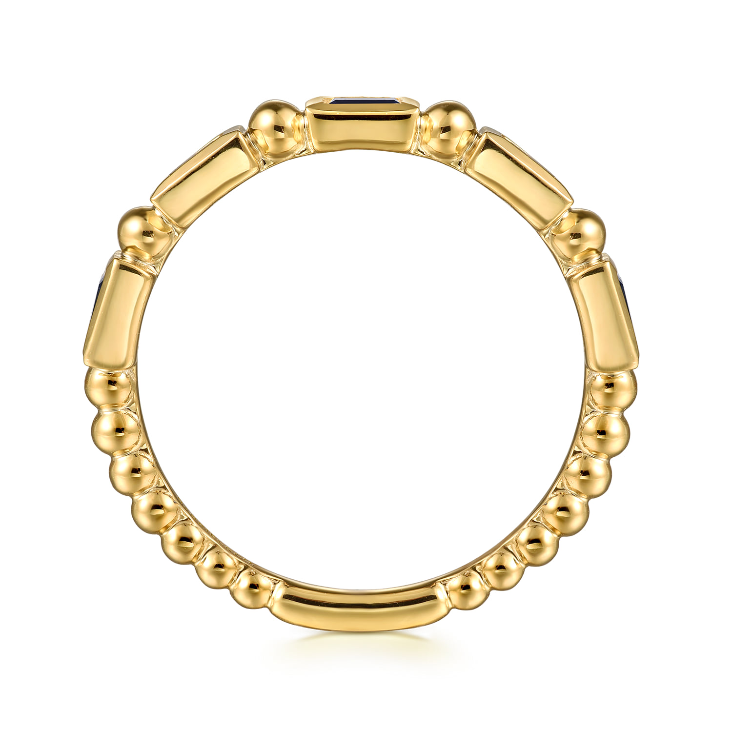 Stackable Ring Blue Sapphire in 14K Yellow Gold, photograph 2