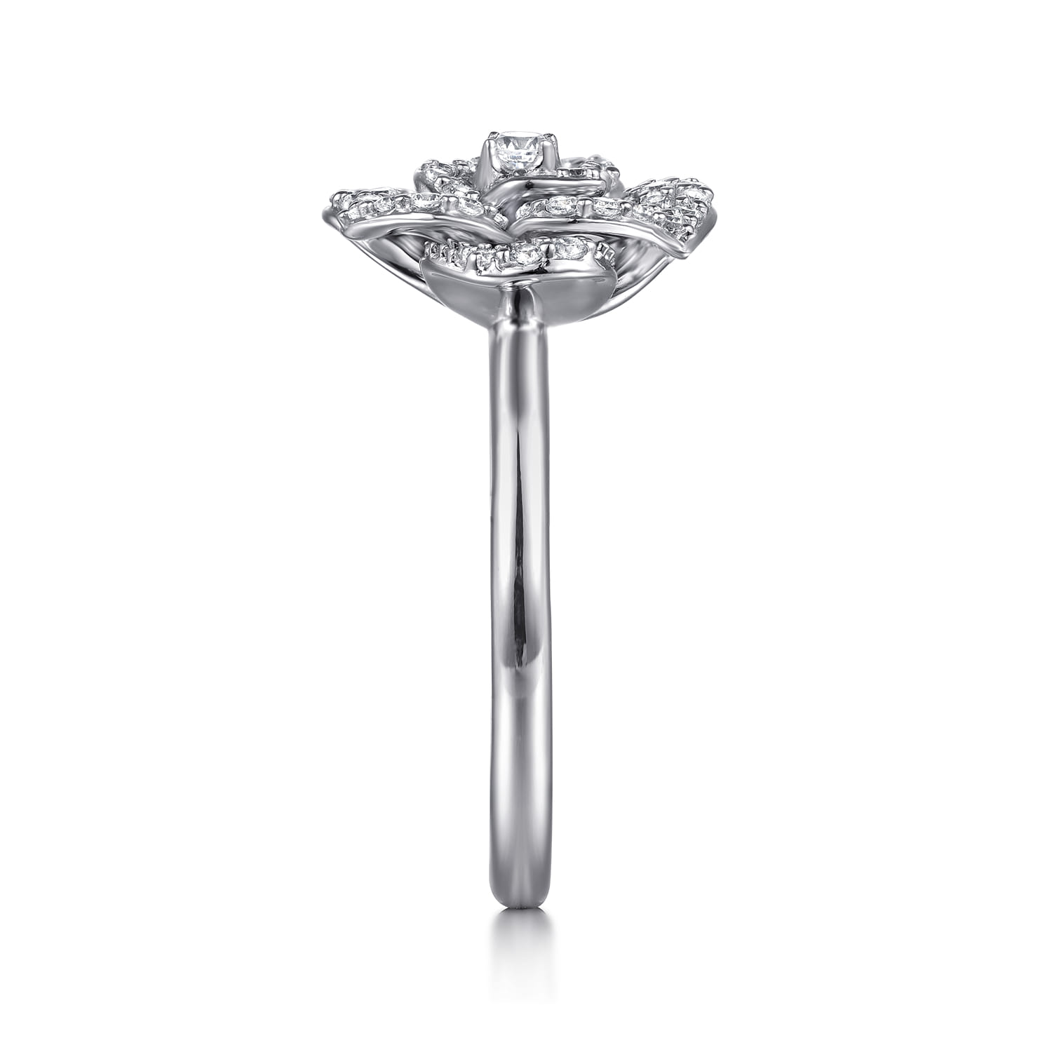 Diamond Floral Fashion Ring in 14K White Gold, photograph 4
