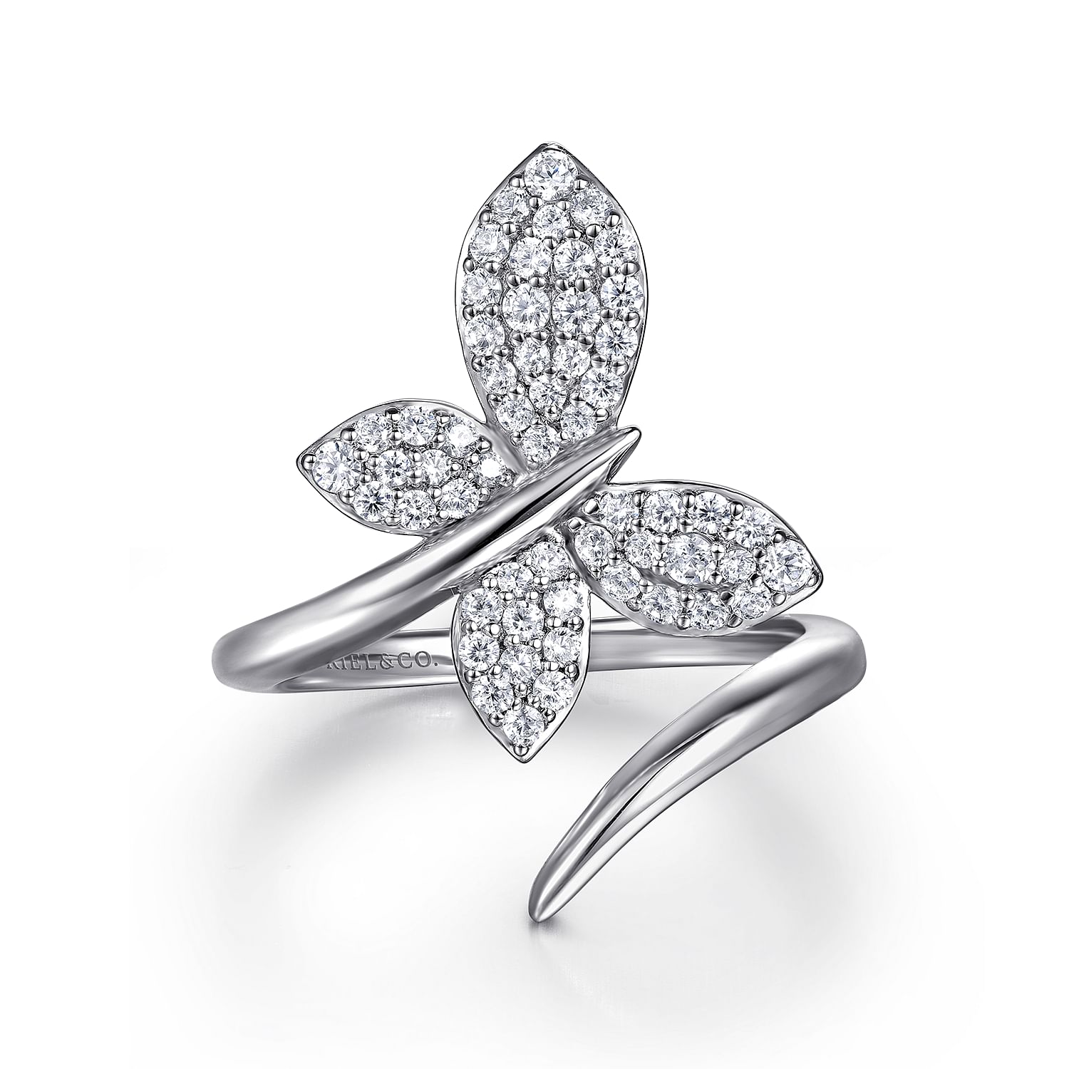 Hotsell Ladies Butterfly Heart Shape White Diamond Open Ring