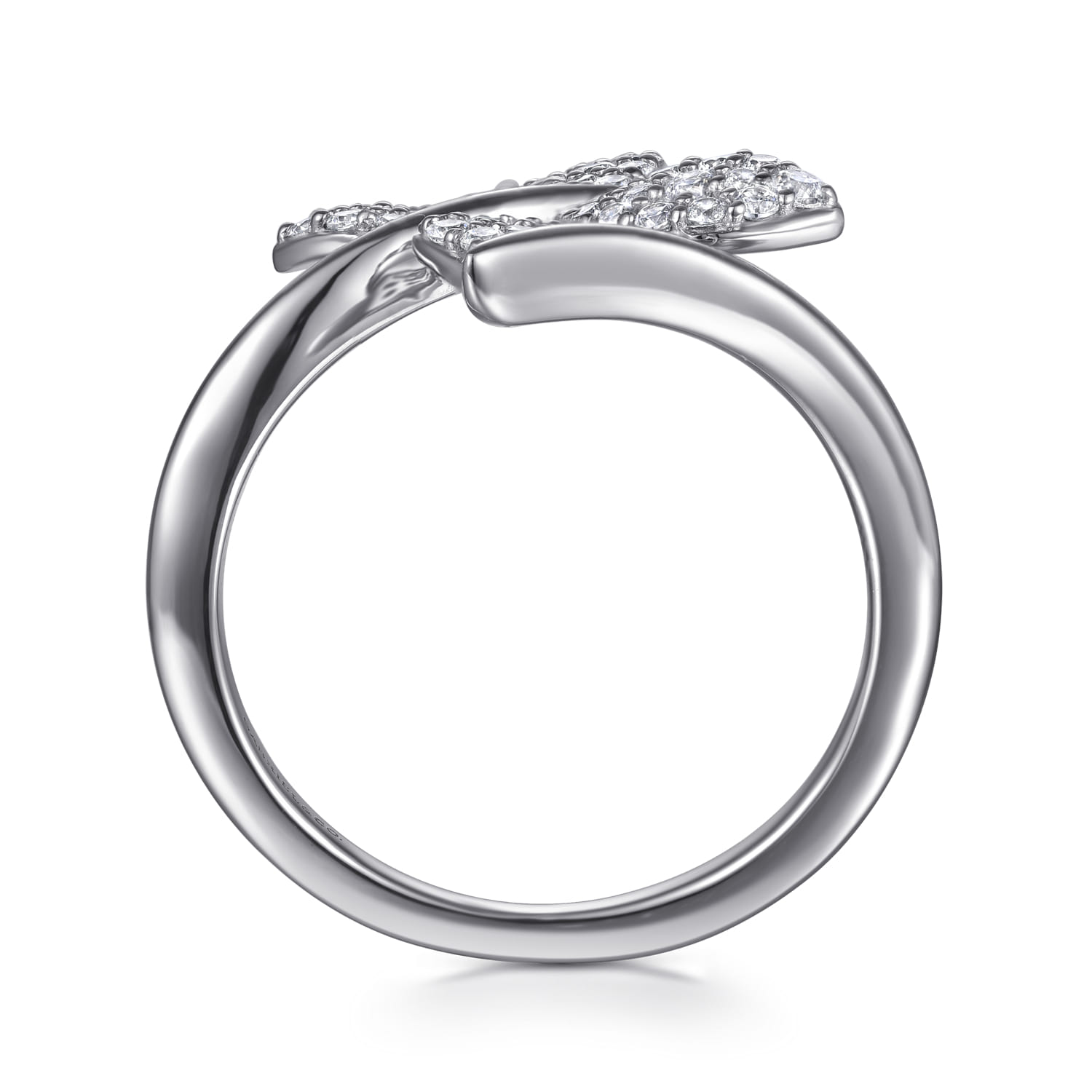 Diamond Butterfly Bypass Ring in 14K White Gold, photograph 2