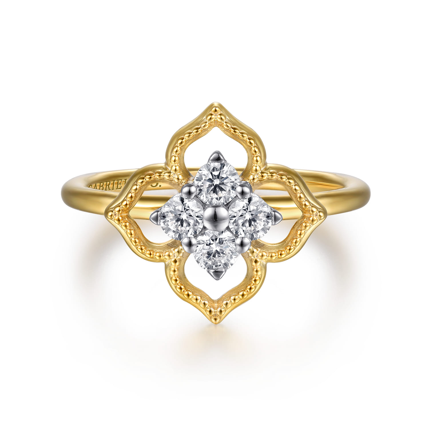 Diamond Clover Ring in 14K White/Yellow Gold
