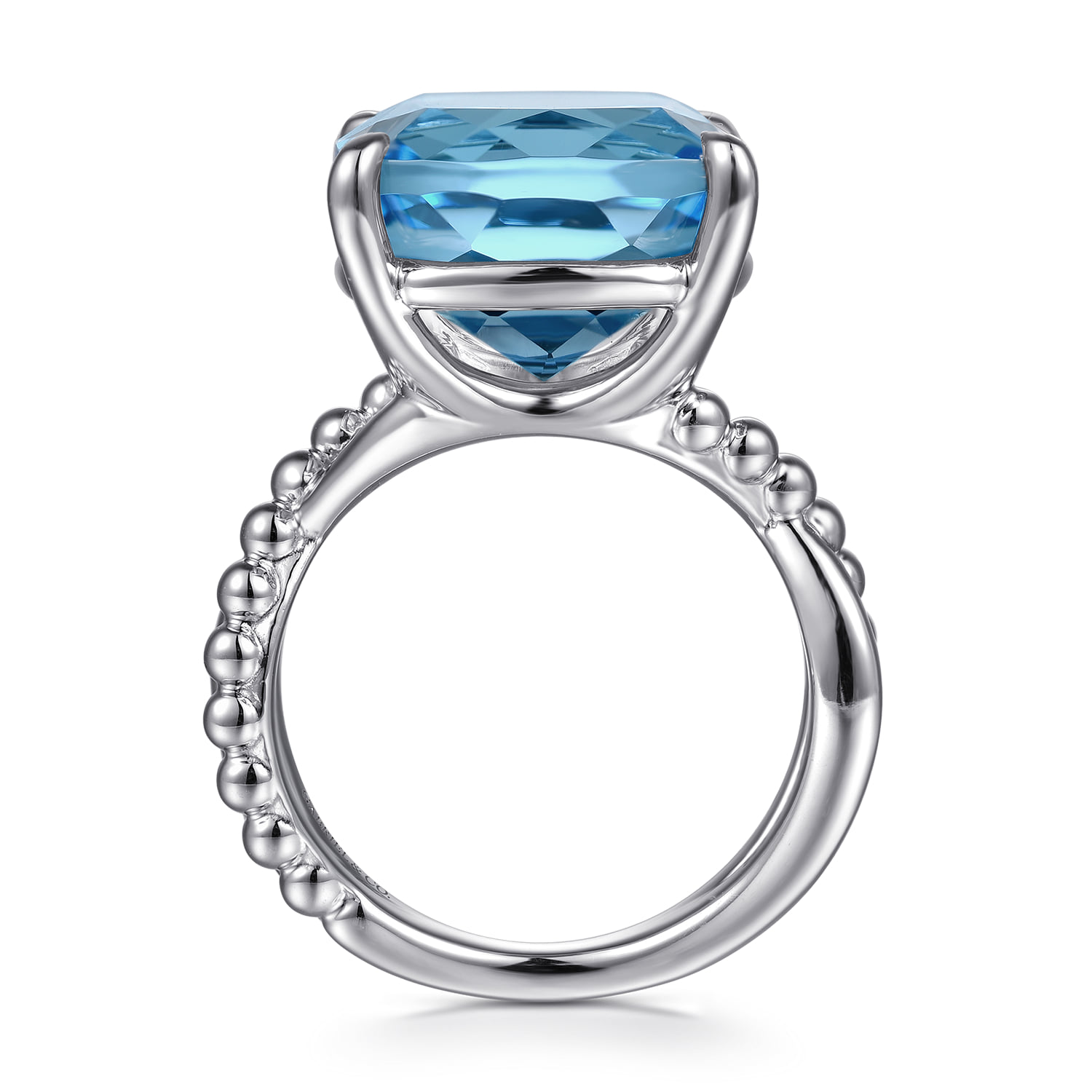 Bujukan and Cushion Blue Topaz Twisted Ladies Ring in Sterling Silver, photograph 2