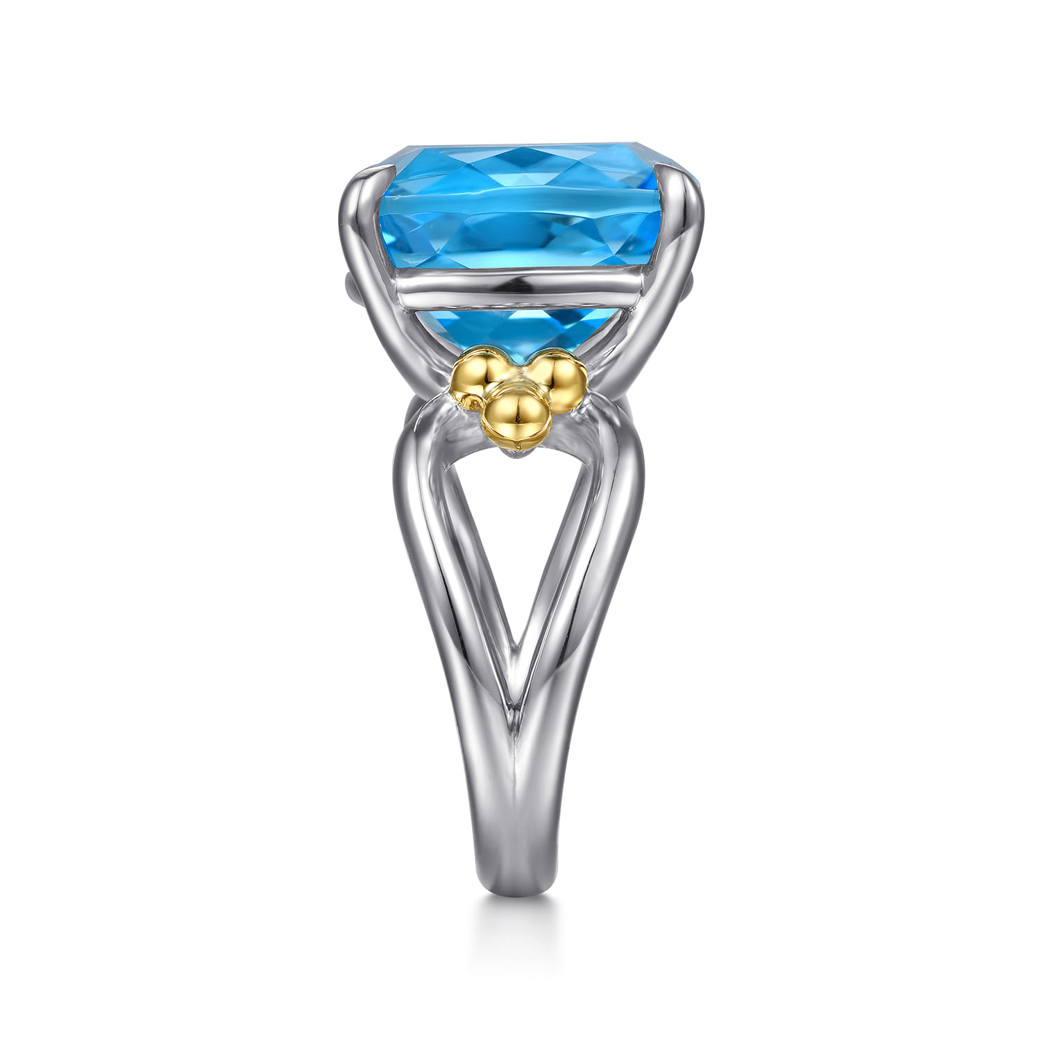 and Bujukan Cushion Blue Topaz Signet Ring in 14K Yellow Gold, photograph 4