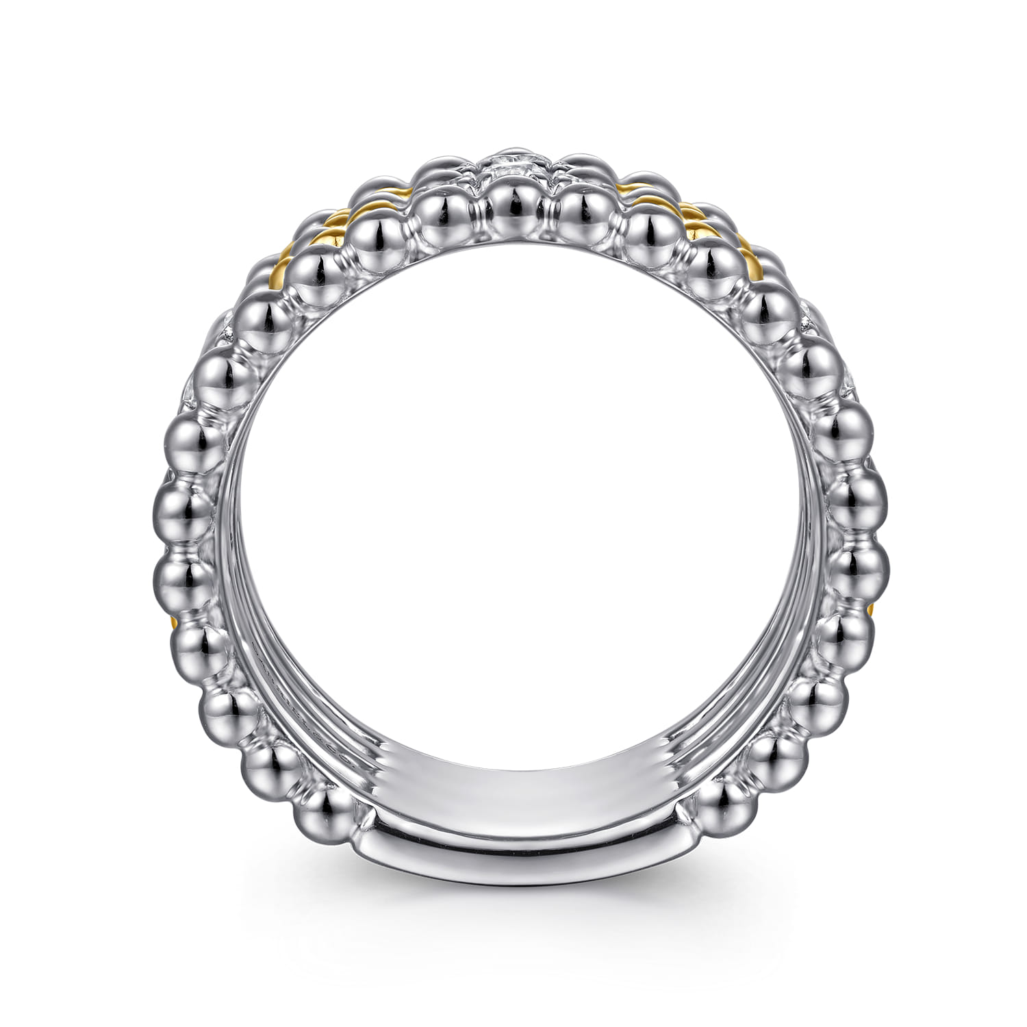 and Bujukan White Sapphire Wide Band Ring in 14K Yellow Gold, photograph 2