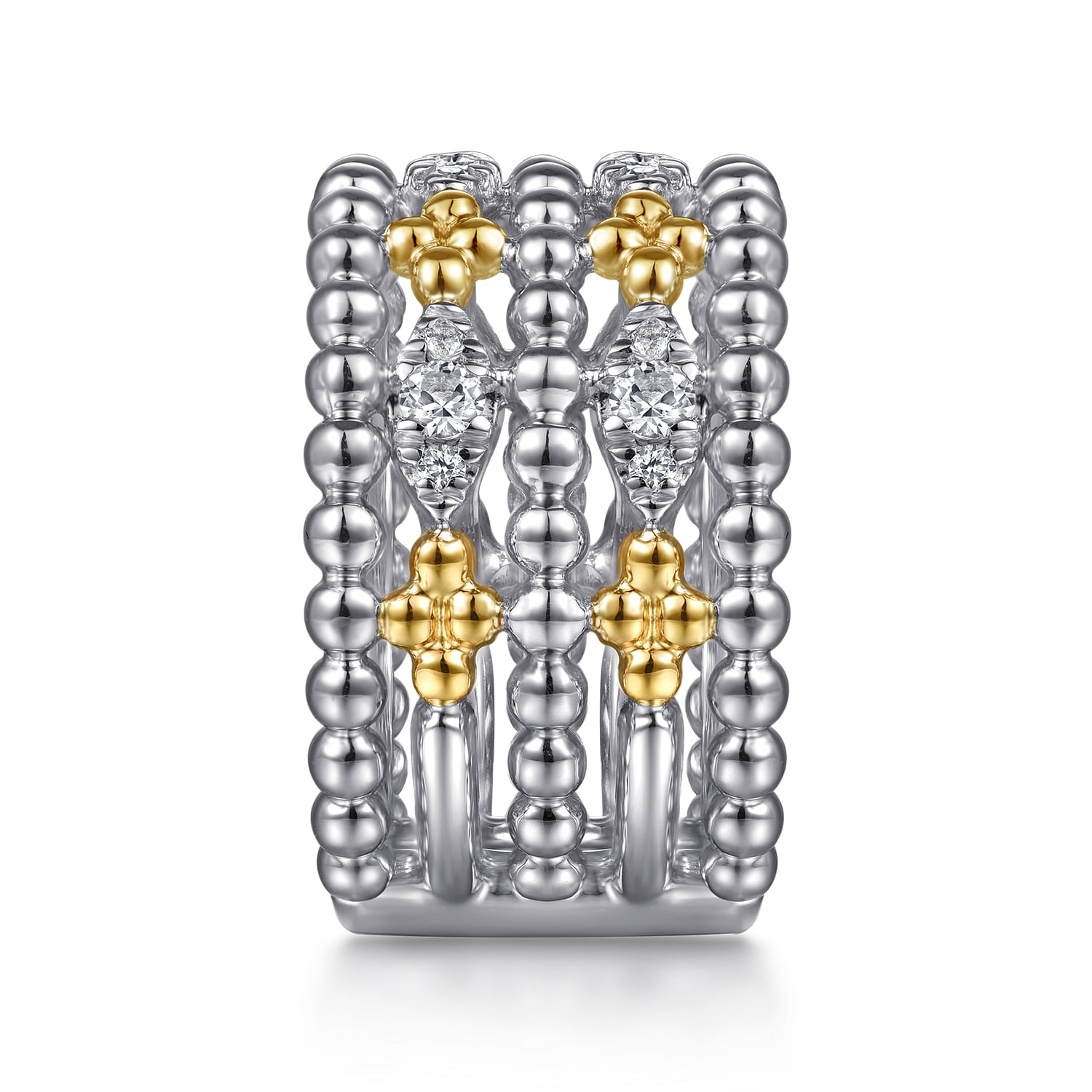 and Bujukan White Sapphire Wide Band Ring in 14K Yellow Gold, photograph 4