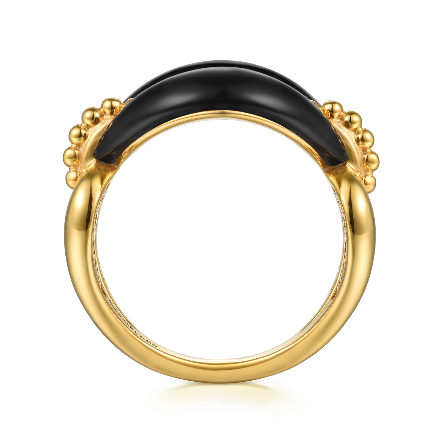 Bujukan Black Onyx Link Chain Ring in 14K Yellow Gold, photograph 2