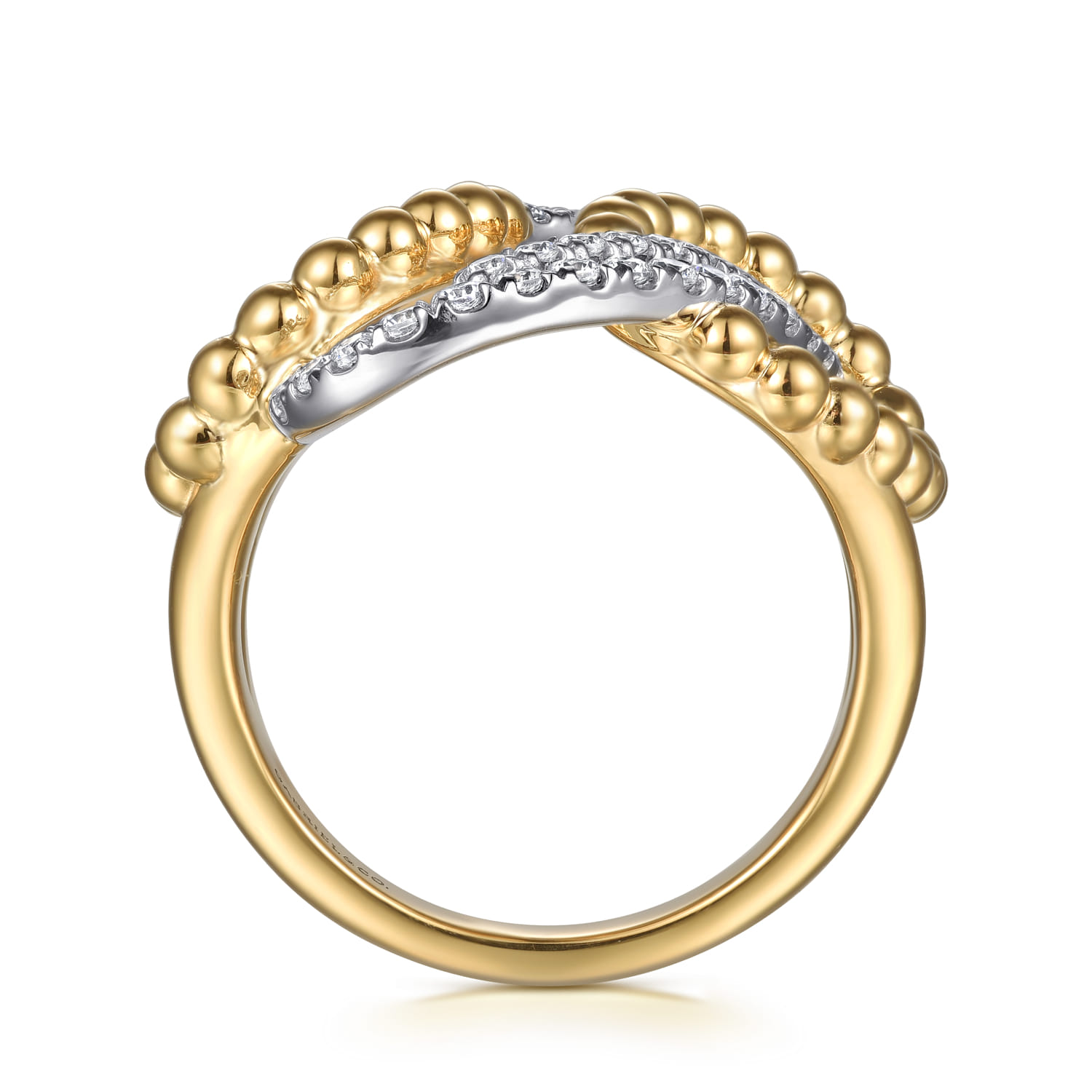 Bujukan and Diamond Interlocking Link Ring in 14K White/Yellow Gold, photograph 2