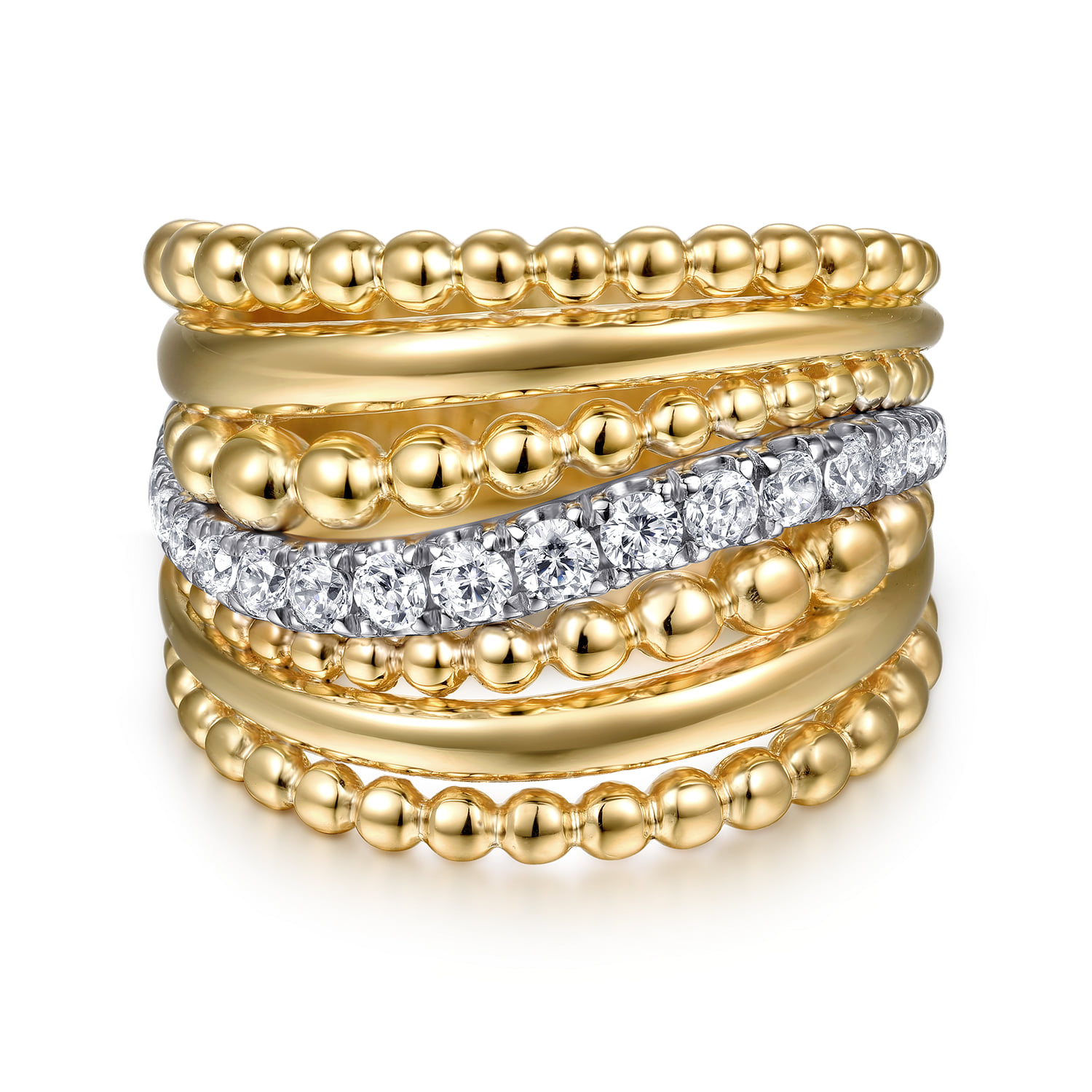 Diamond Bujukan Multiple Row Wide Band Ring