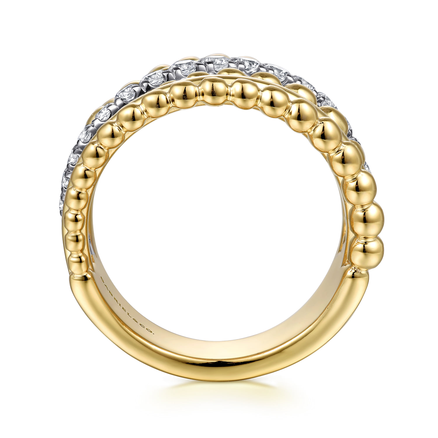 Diamond Bujukan Multiple Row Wide Band Ring in 14K White/Yellow Gold, photograph 2