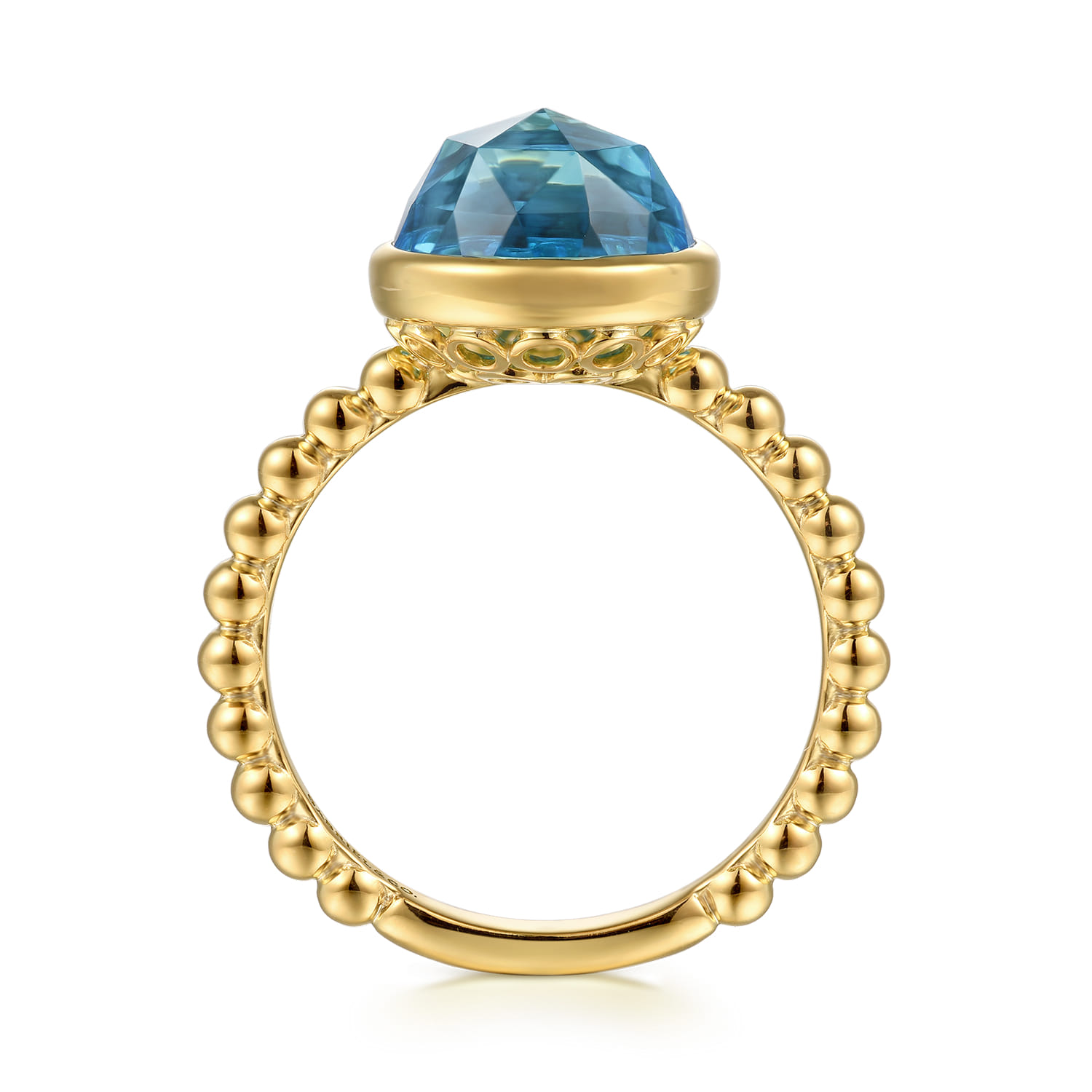 Bujukan Blue Topaz Signet Ring in 14K Yellow Gold, photograph 2