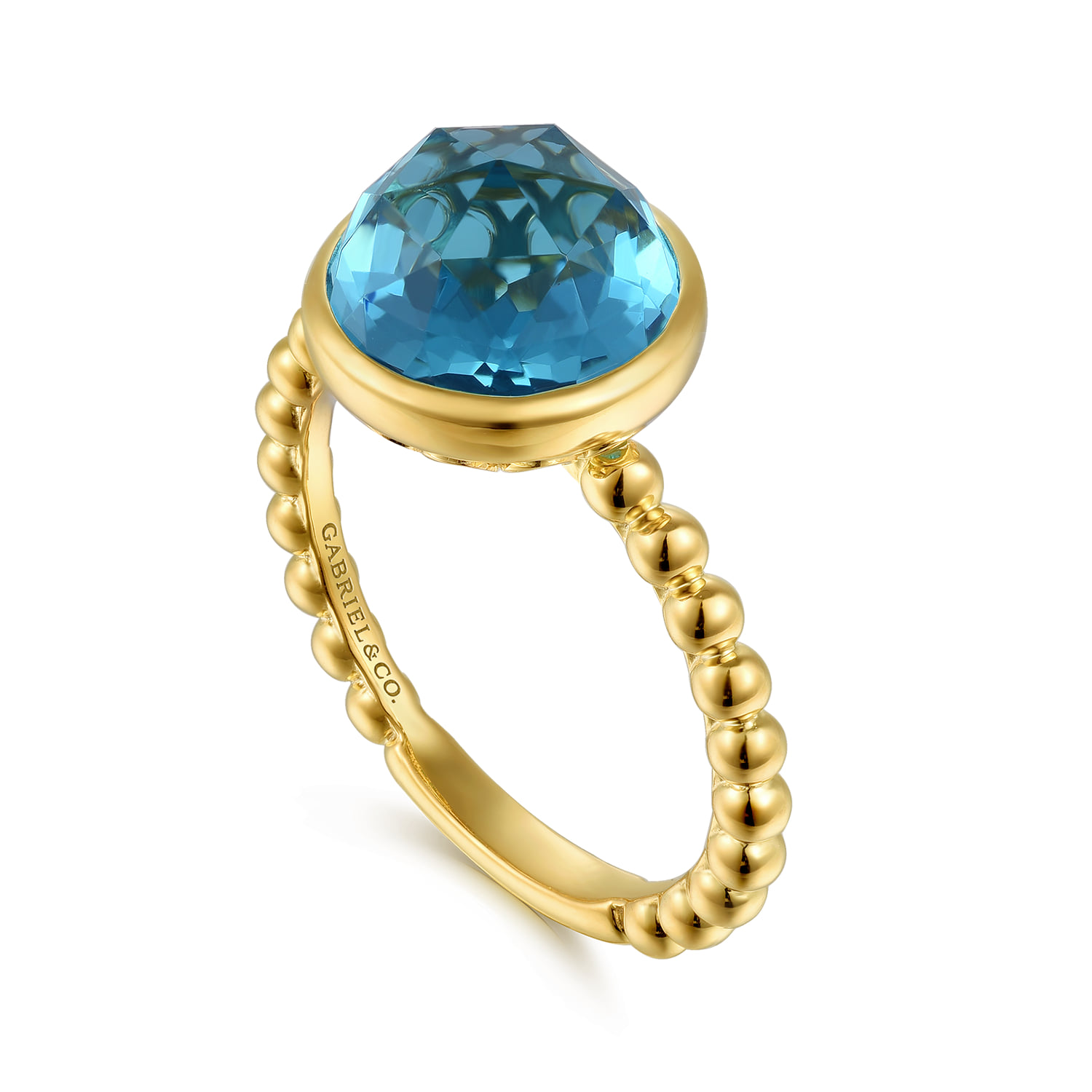 Bujukan Blue Topaz Signet Ring in 14K Yellow Gold, photograph 3