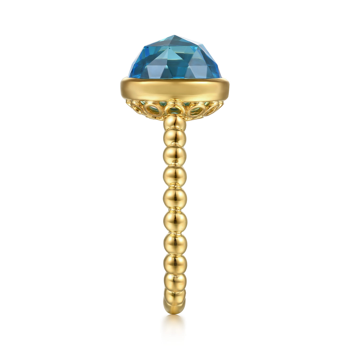 Bujukan Blue Topaz Signet Ring in 14K Yellow Gold, photograph 4