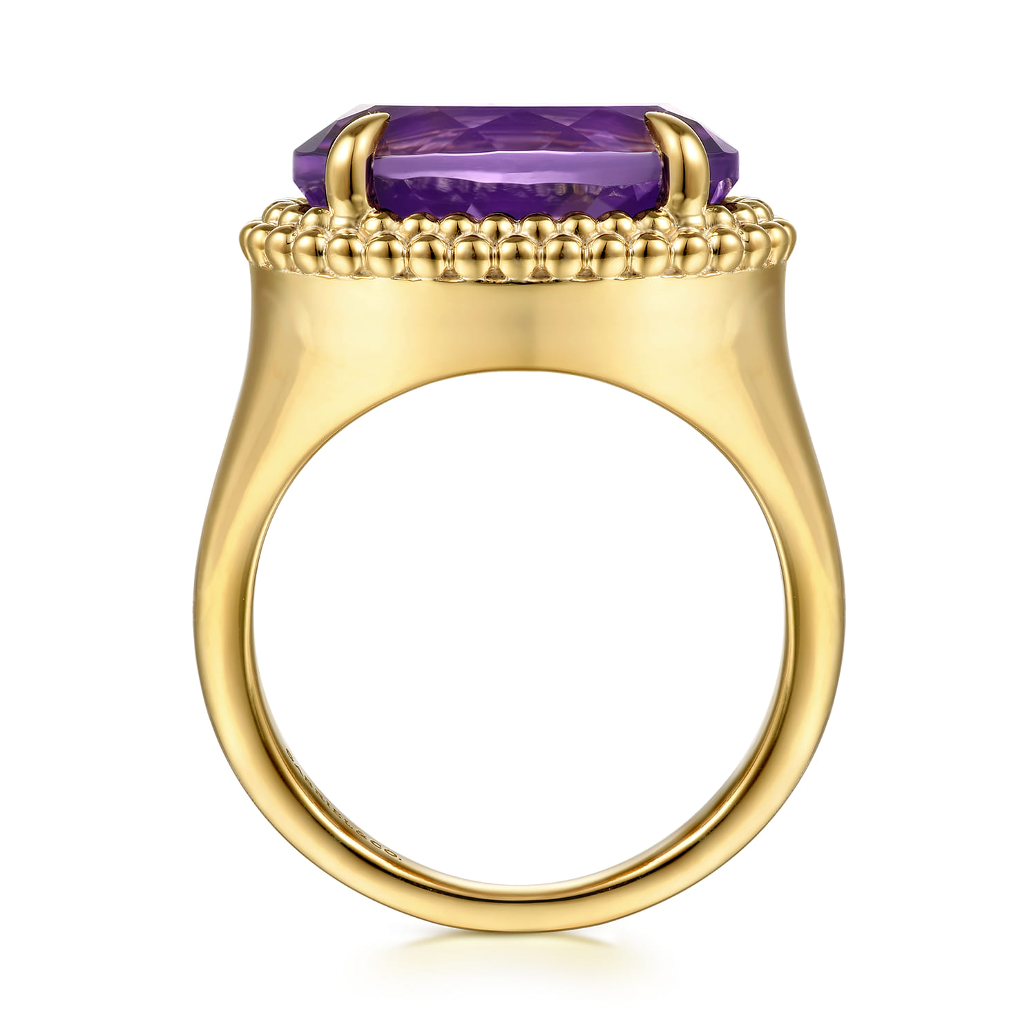 Bujukan Amethyst Double Halo Signet Ring in 14K Yellow Gold, photograph 2