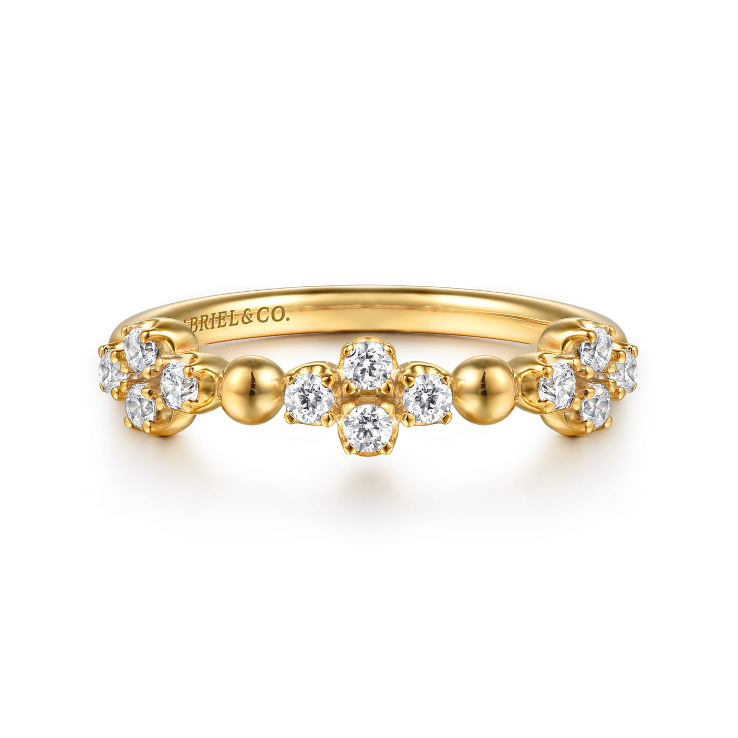 Stackable Ring Diamond Clover 0.25ct Bujukan in 14K Yellow Gold