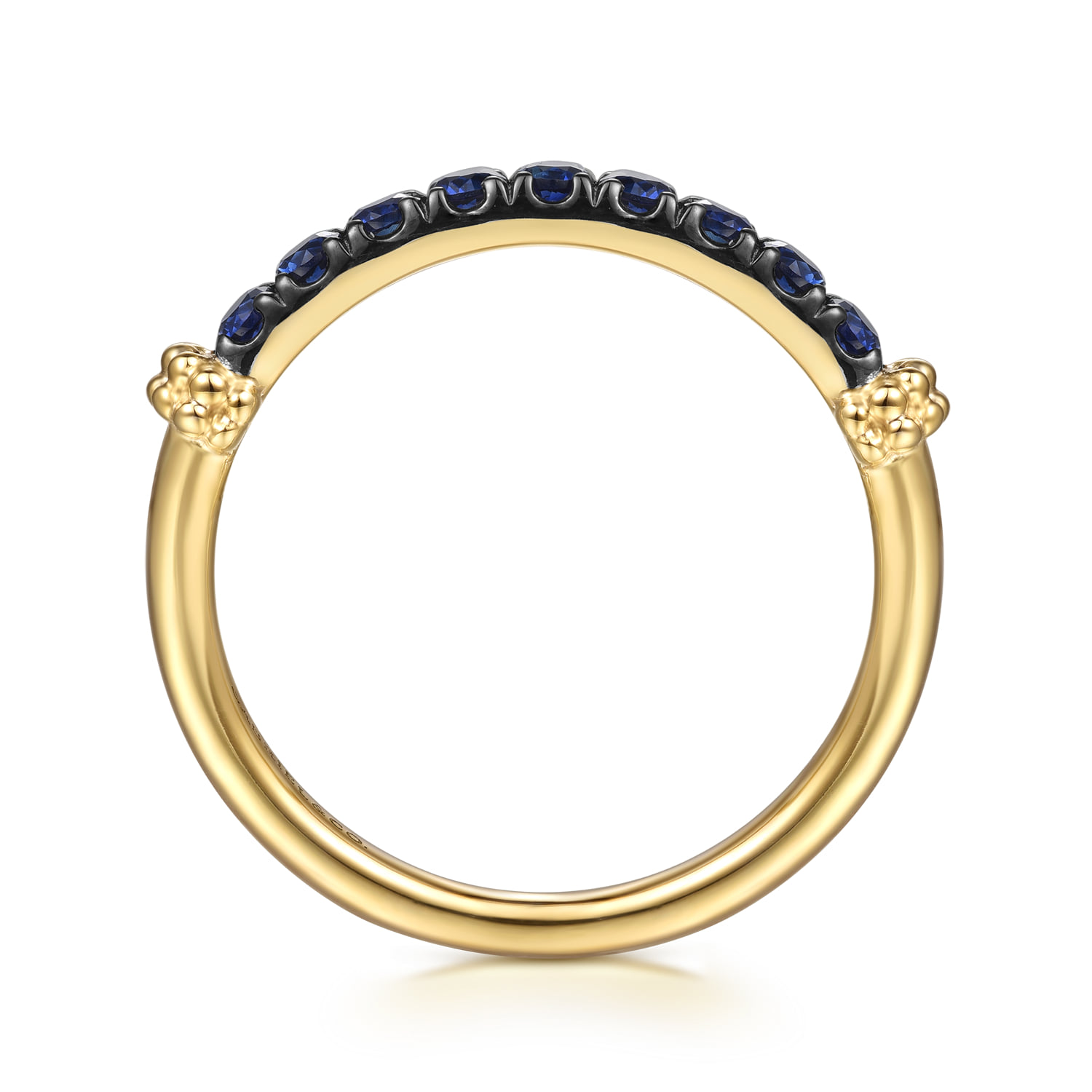 Stackable Ring Blue Sapphire Bujukan in 14K Yellow Gold, photograph 2