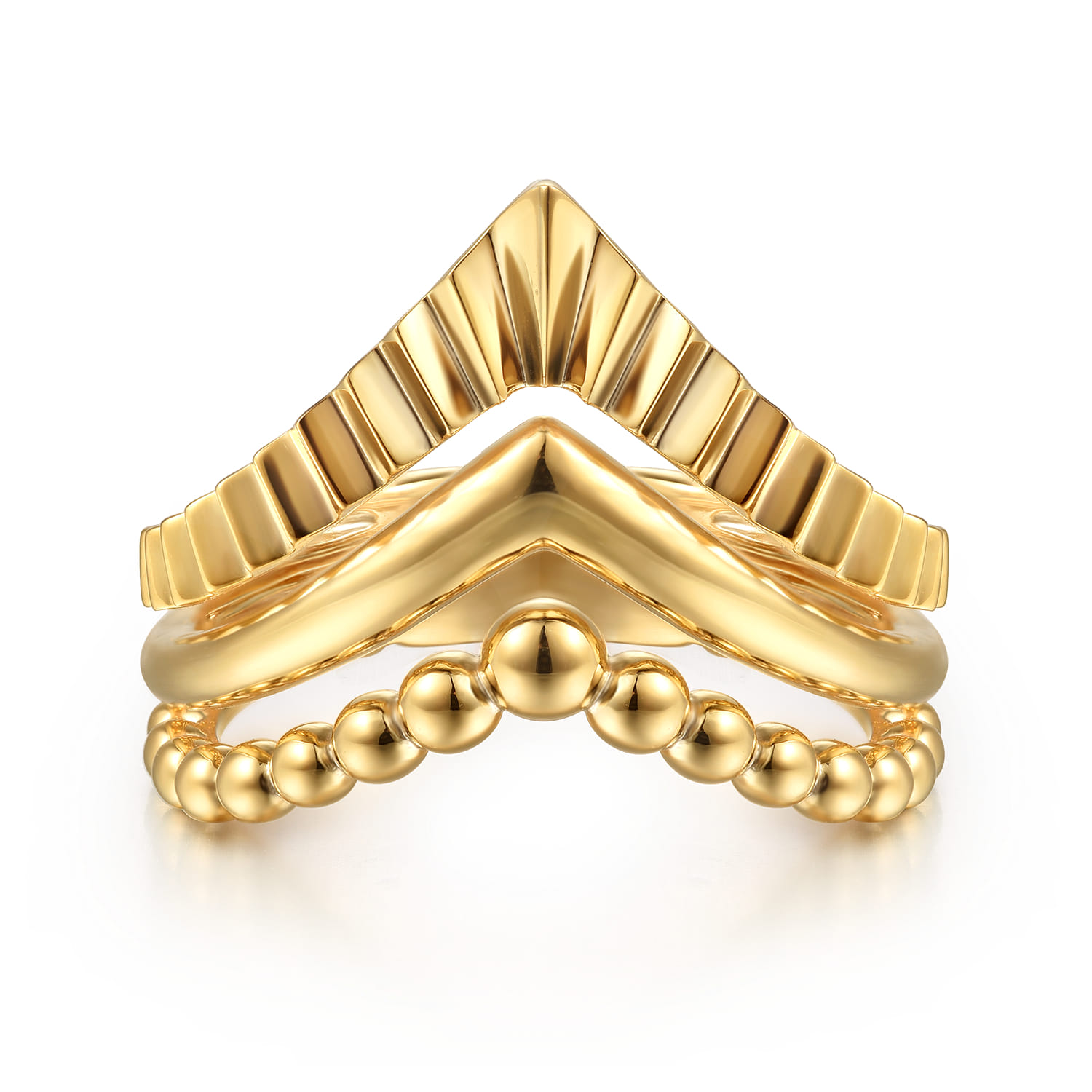 Bujukan and Diamond Cut Texture Chevron Ring