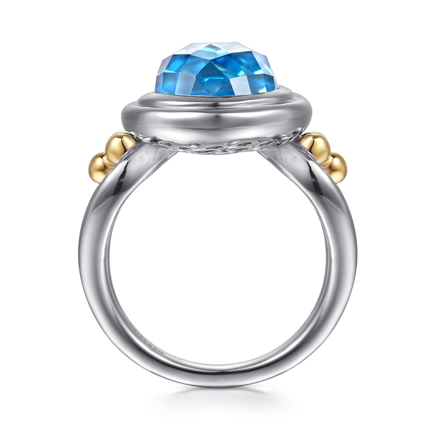 and Bujukan Oval Blue Topaz Cocktail Ring in 14K Yellow Gold, photograph 2