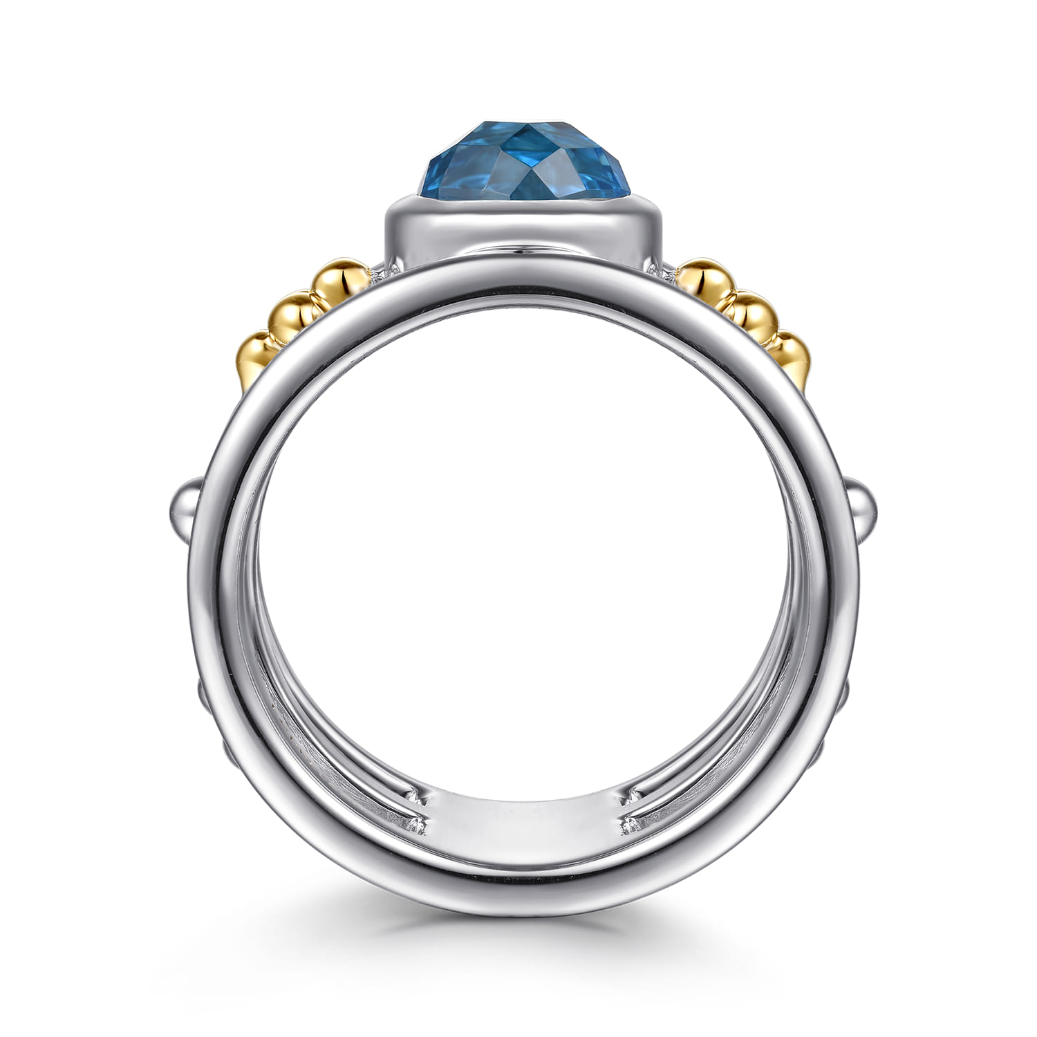 and Bujukan Blue Topaz Wide Band Ring in 14K Yellow Gold, photograph 2