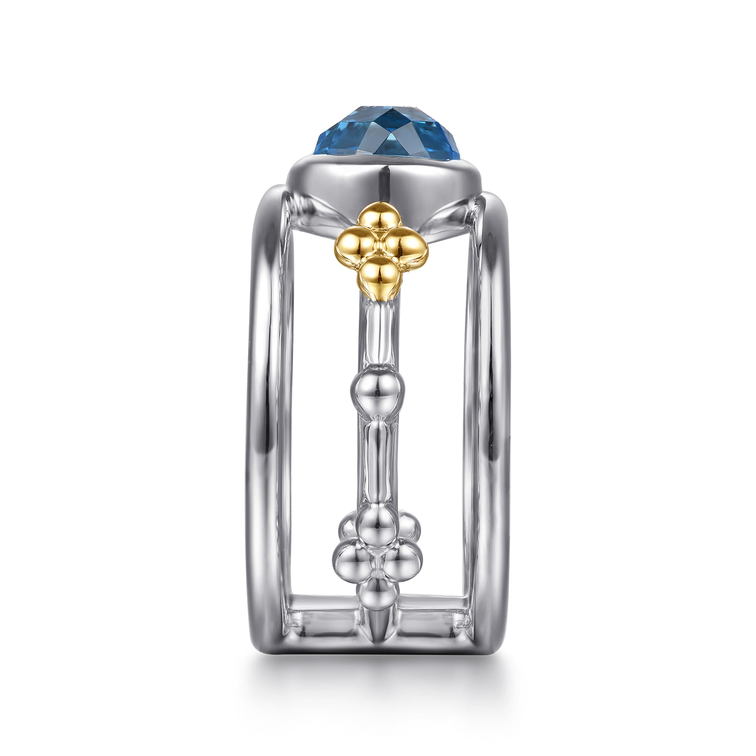 and Bujukan Blue Topaz Wide Band Ring in 14K Yellow Gold, photograph 4