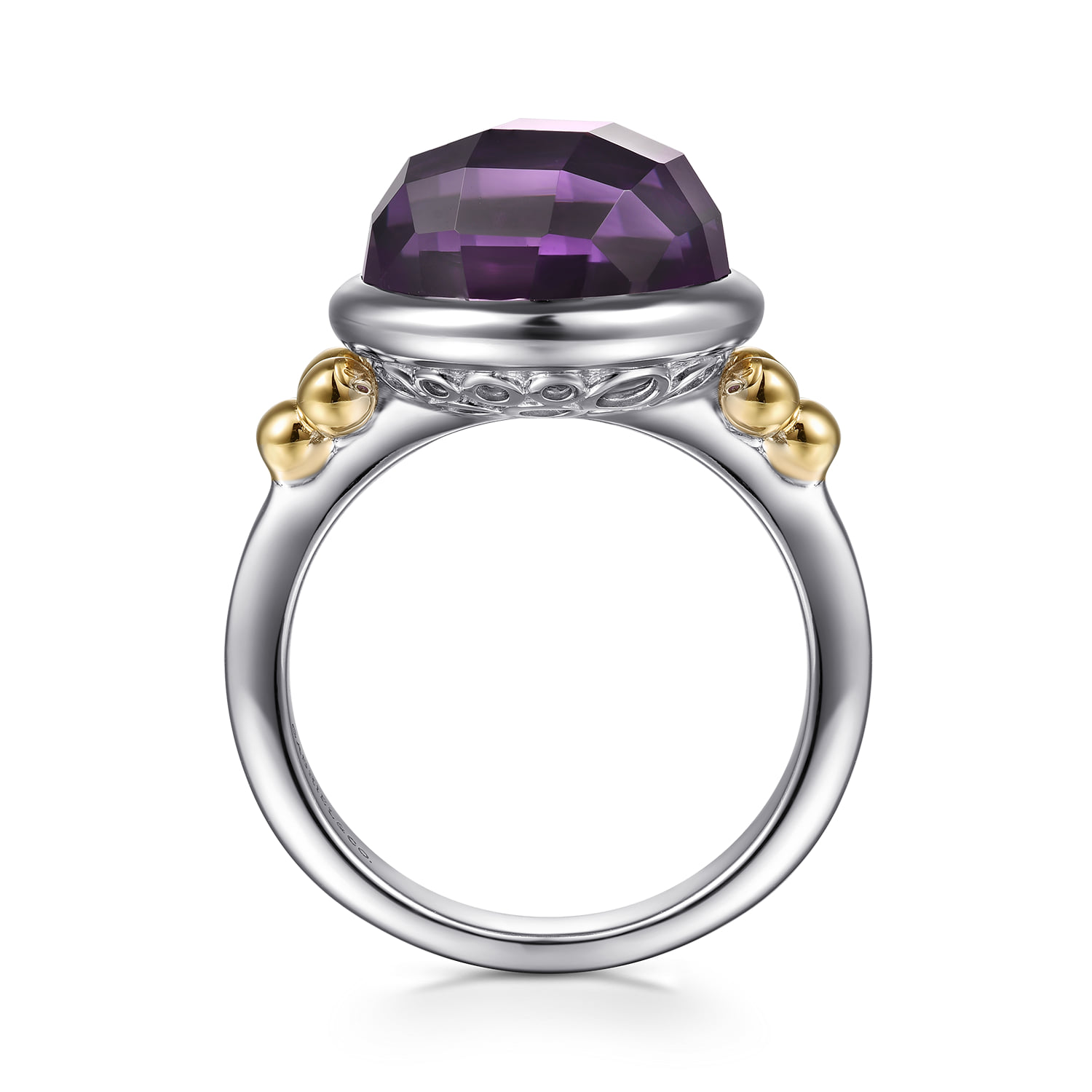 and Bujukan Round Amethyst Cocktail Ring in 14K Yellow Gold, photograph 2