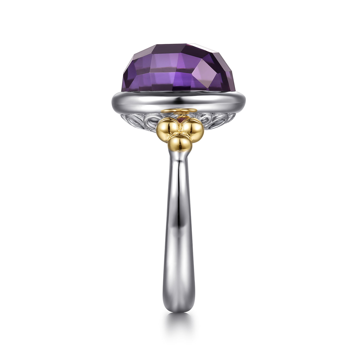 and Bujukan Round Amethyst Cocktail Ring in 14K Yellow Gold, photograph 4