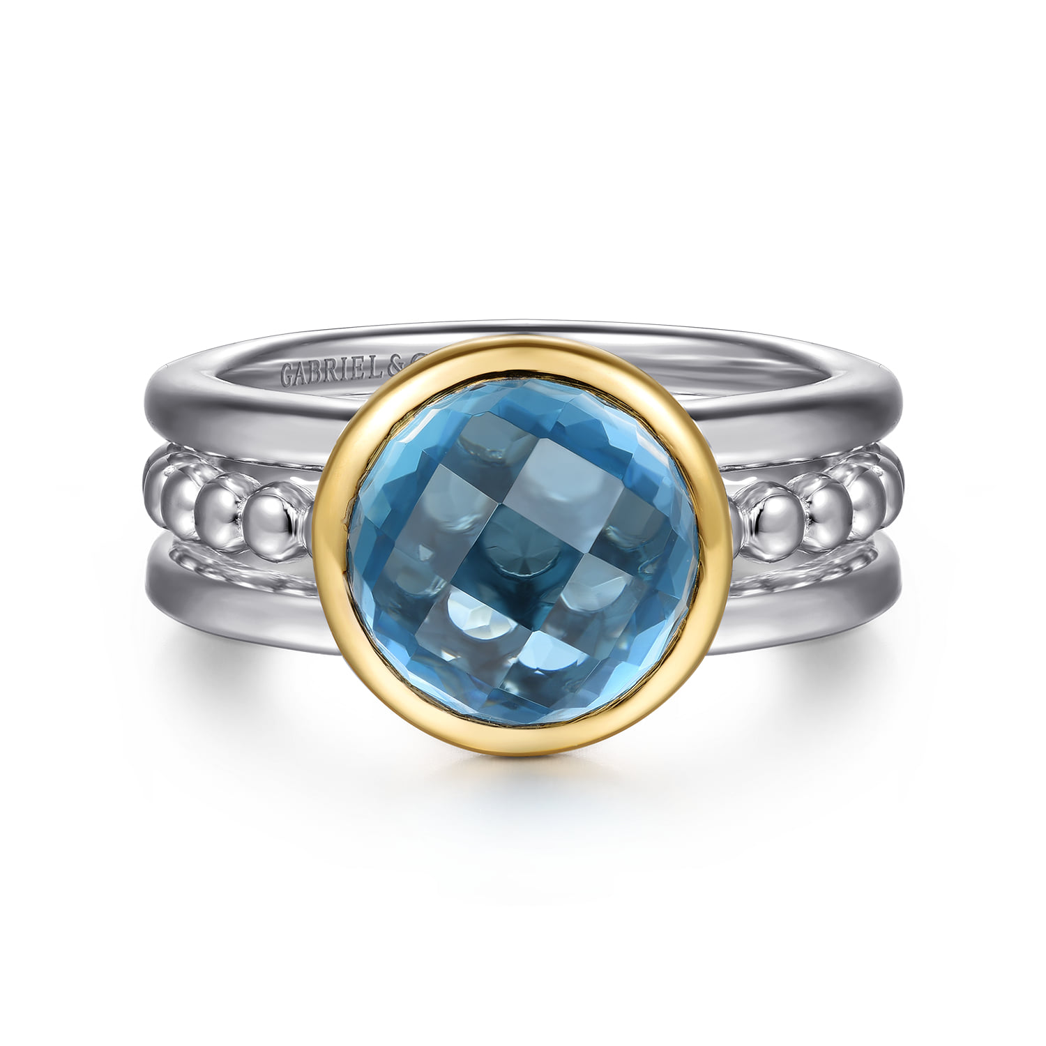 and Bujukan Round Blue Topaz Cocktail Ring
