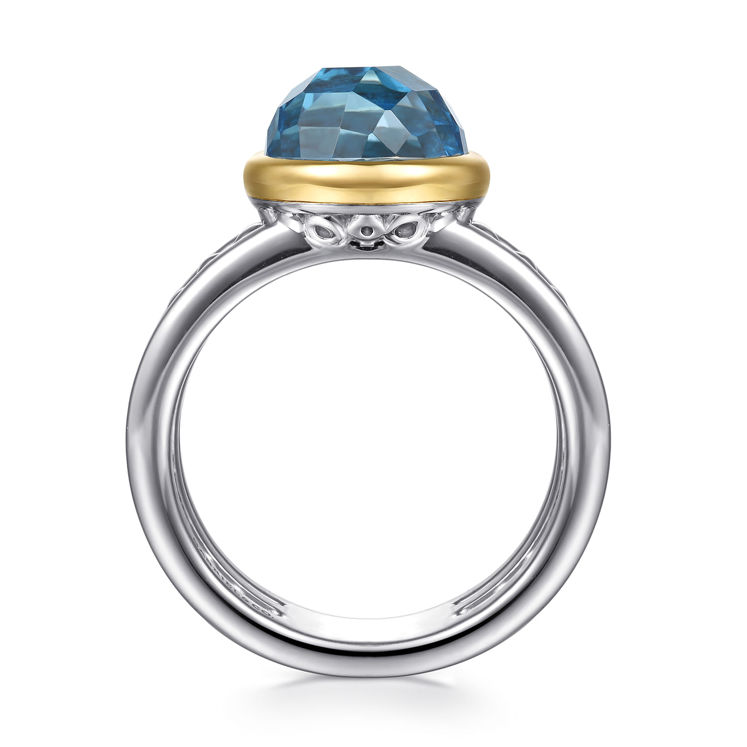 and Bujukan Round Blue Topaz Cocktail Ring in 14K Yellow Gold, photograph 2