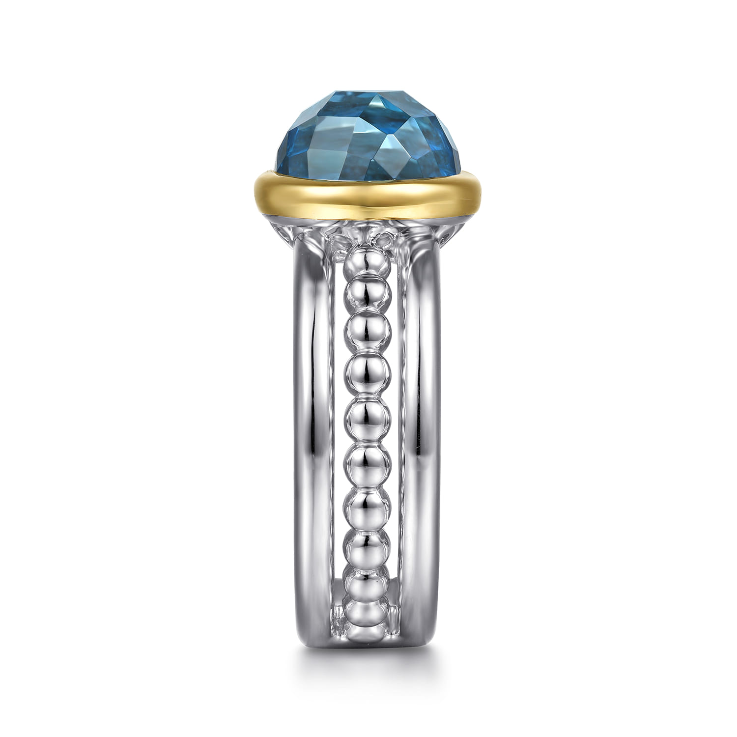 and Bujukan Round Blue Topaz Cocktail Ring in 14K Yellow Gold, photograph 4