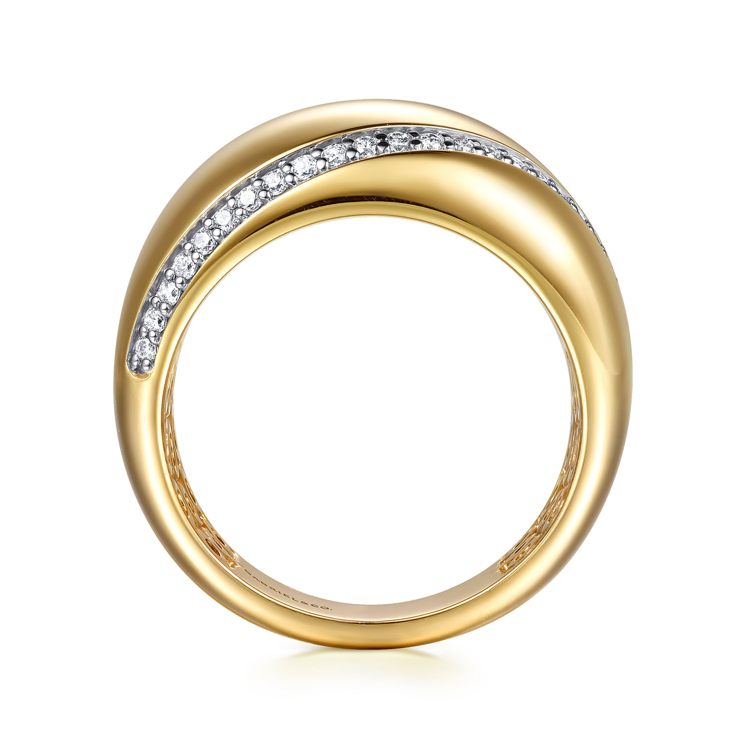 Diamond Wide Band Ring in 14K Yellow Gold, photograph 2