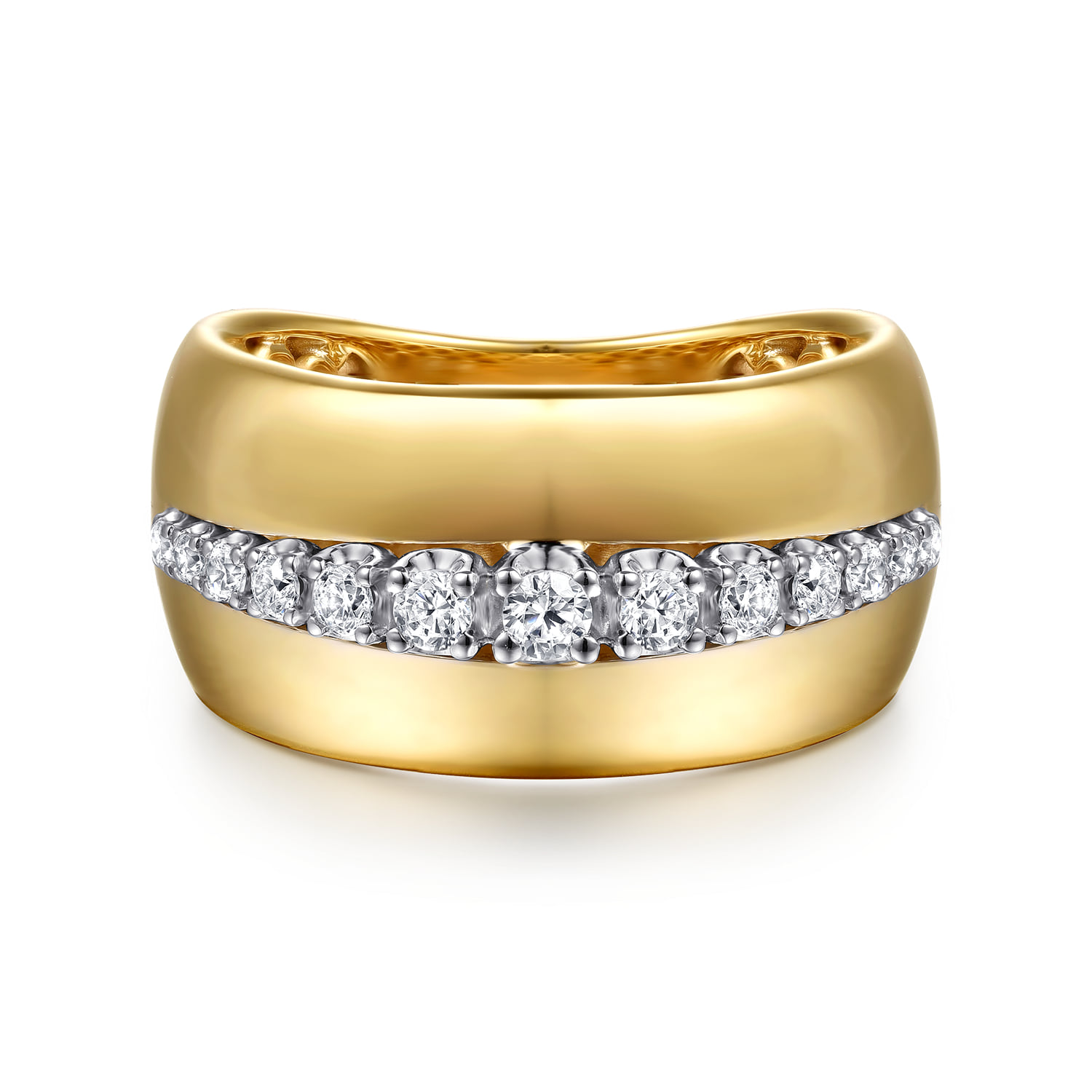 Diamond Wide Band Ring in 14K White/Yellow Gold