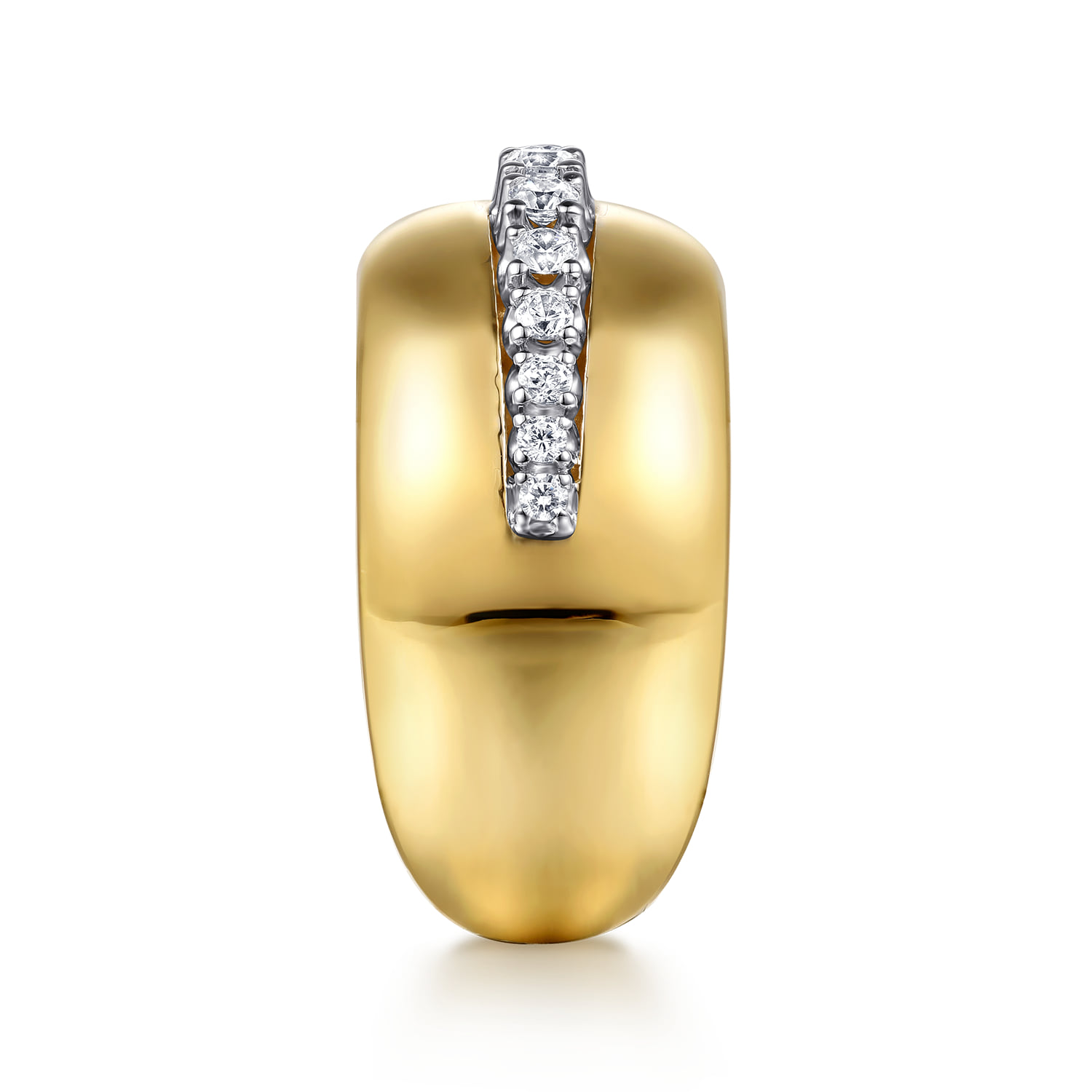 Diamond Wide Band Ring in 14K White/Yellow Gold, photograph 4