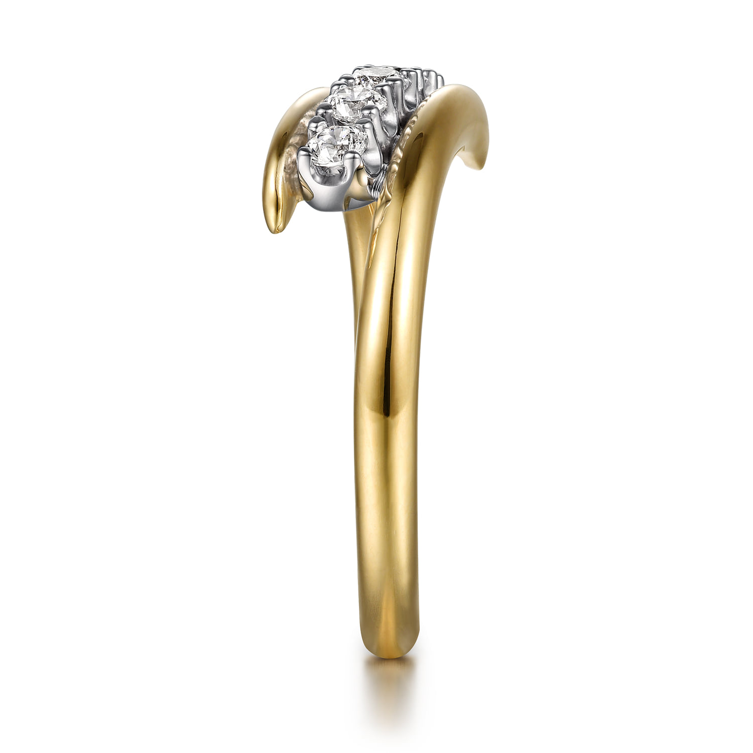 Diamond Bypass Ring in 14K White/Yellow Gold, photograph 4