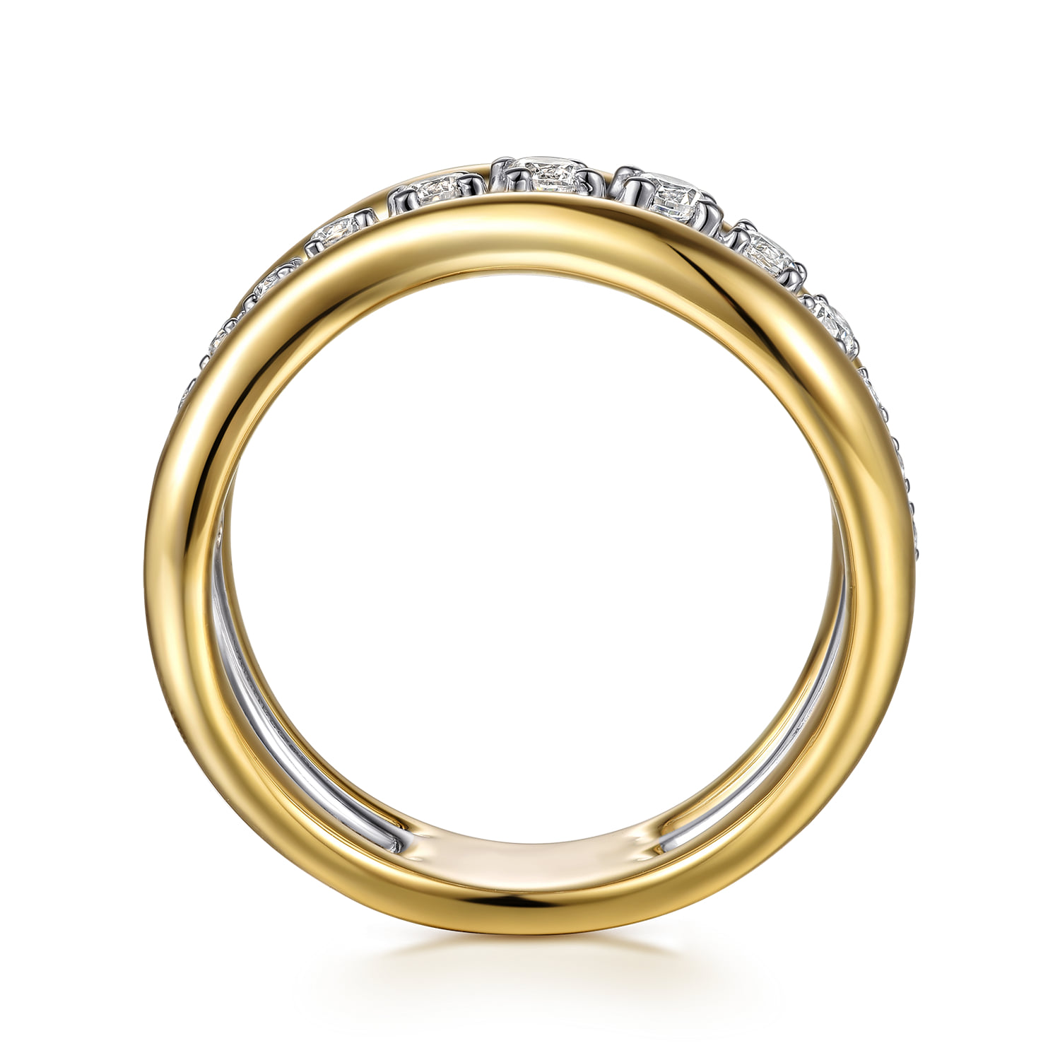 Diamond Wave Wide Band Ring in 14K White/Yellow Gold, photograph 2