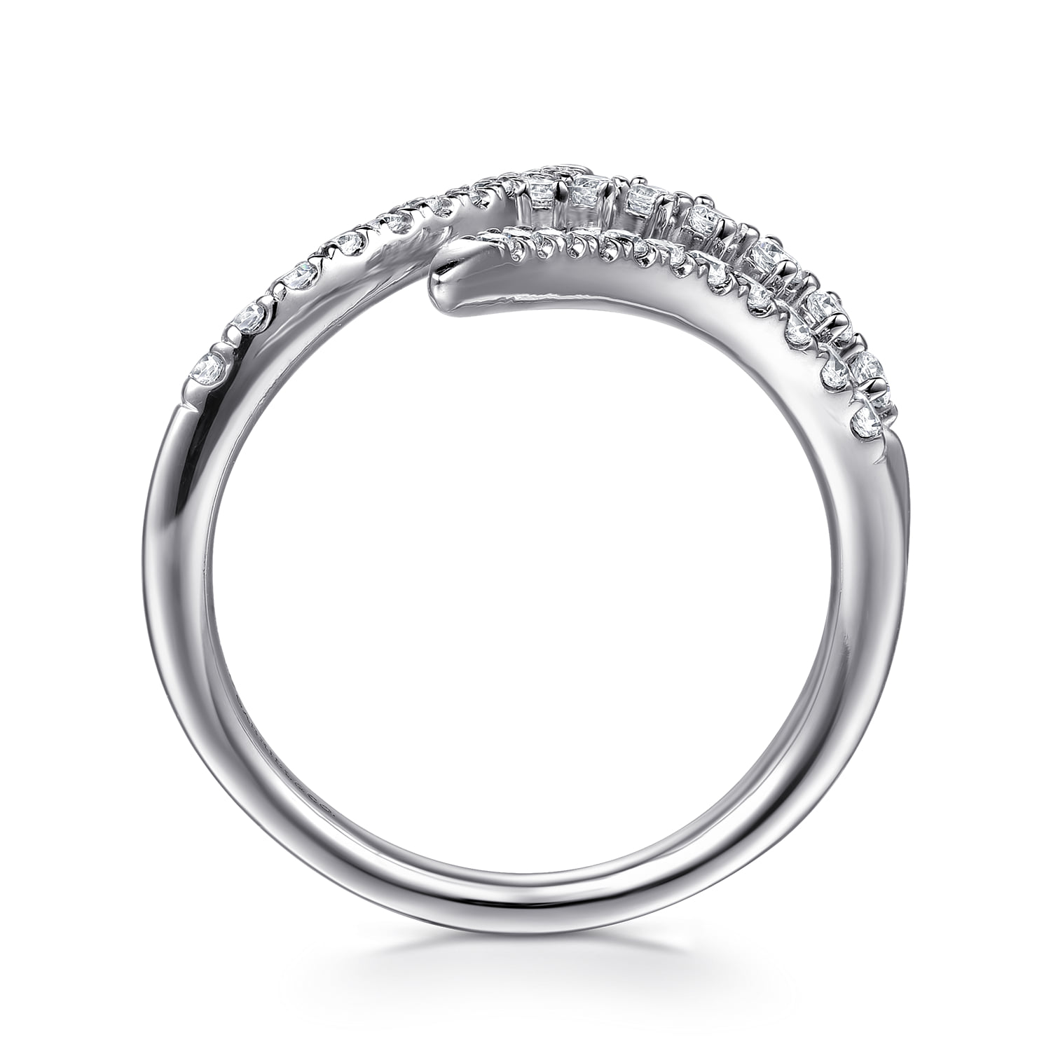 Diamond Spike Bypass Ring in 14K White Gold, photograph 2