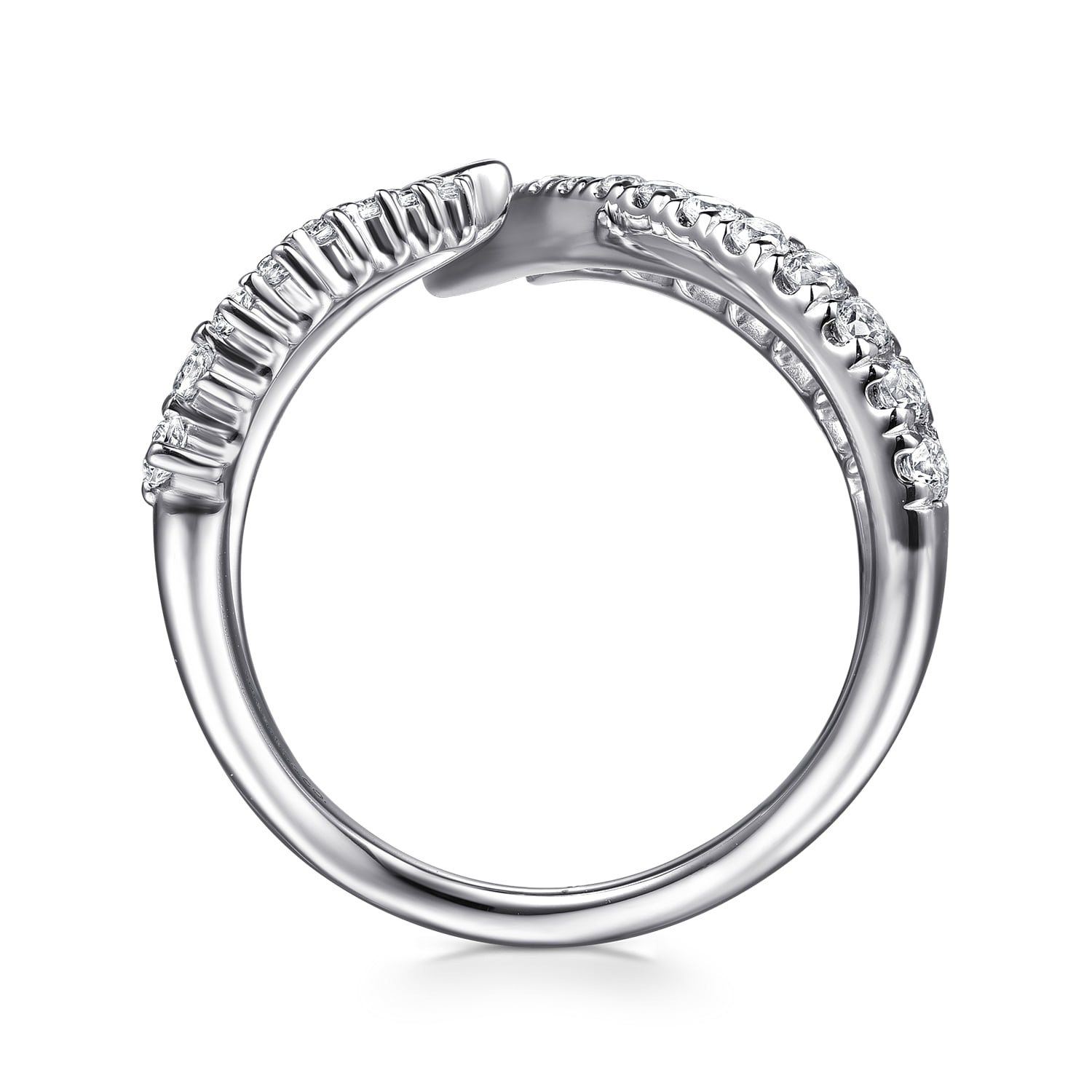 Diamond Spike Bypass Ring in 14K White Gold, photograph 2